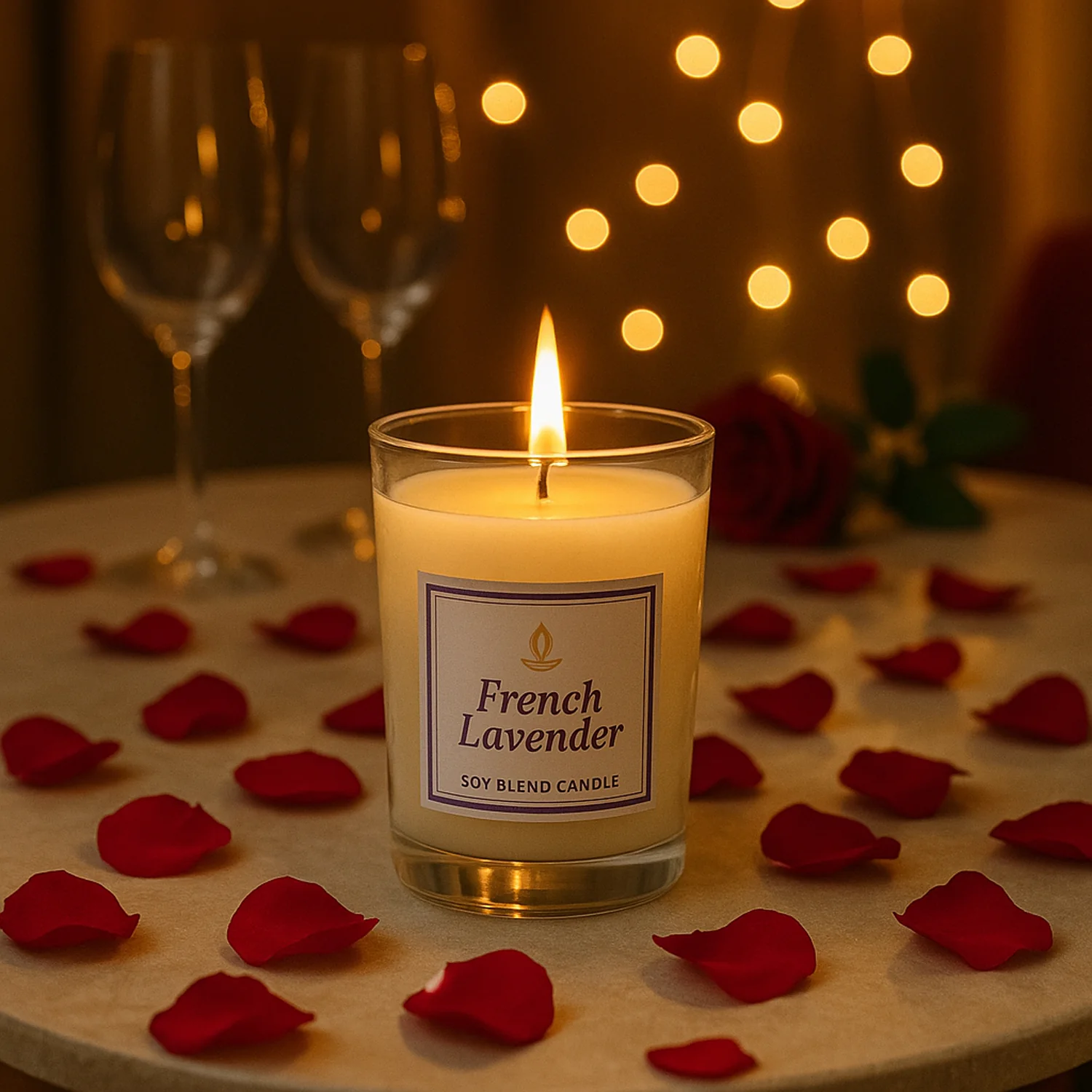 In'lief French Lavender Soy Blend Scented Candle in Glass Jar (50GM / 1 Pc) - Image 3