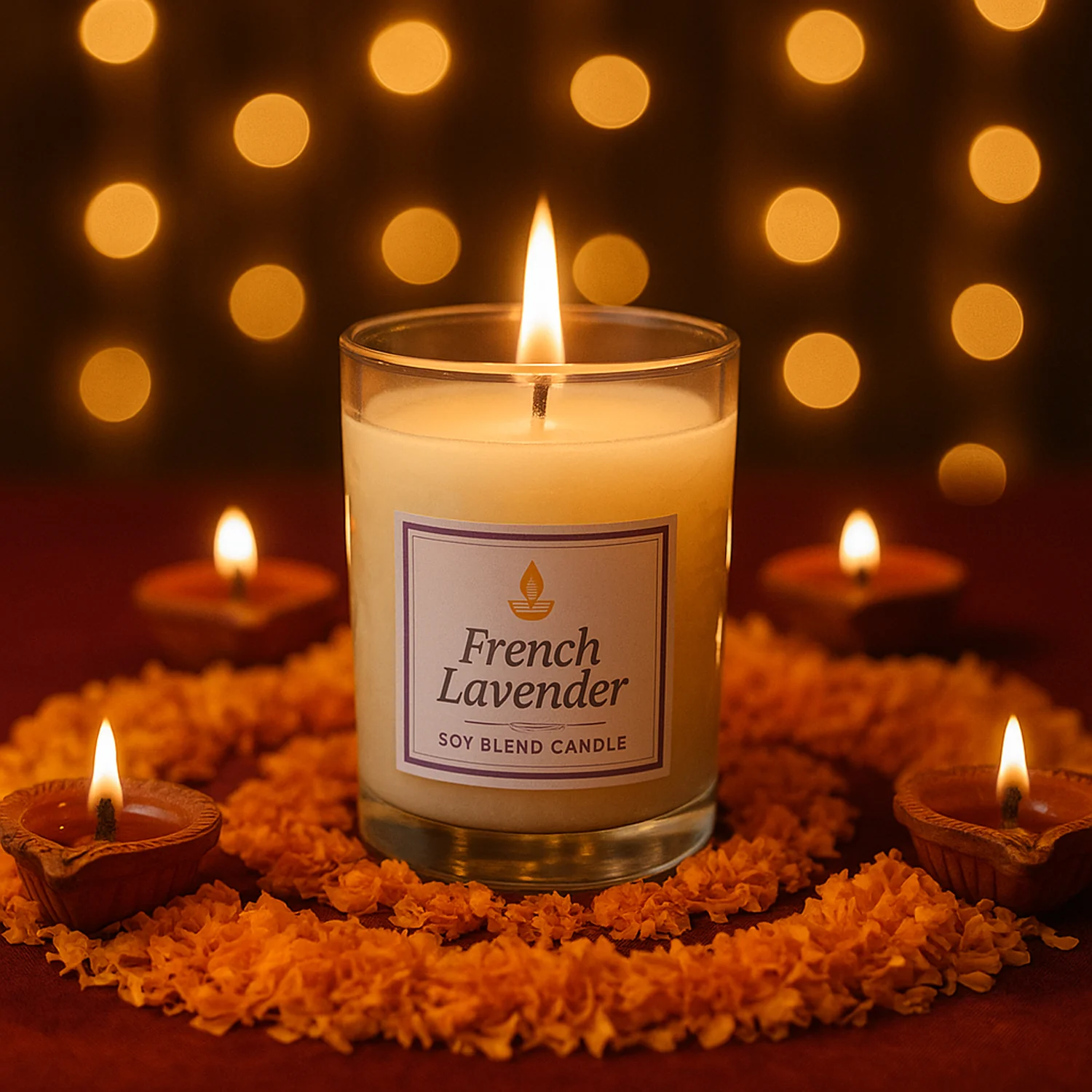 In'lief French Lavender Soy Blend Scented Candle in Glass Jar (50GM / 1 Pc) - Image 4