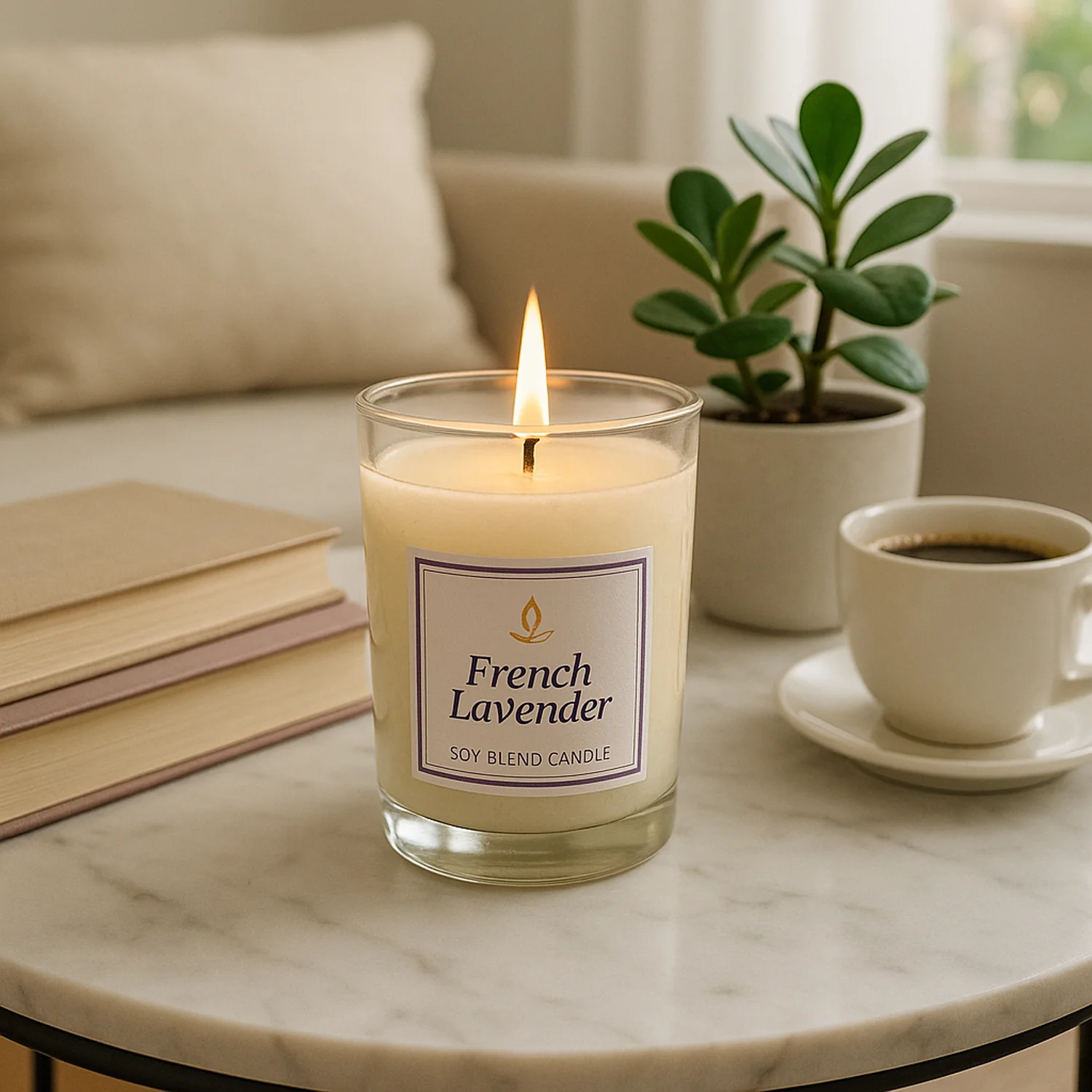 In'lief French Lavender Soy Blend Scented Candle in Glass Jar (50GM / 1 Pc) - Image 6