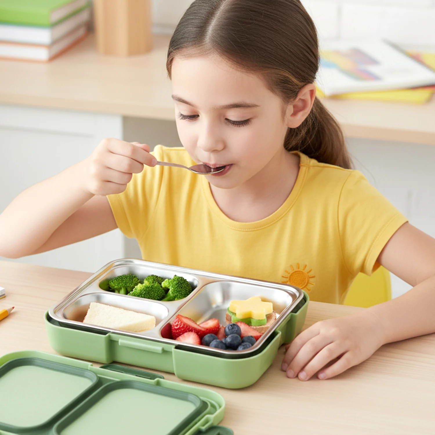 Fresca Stainless Steel 3 Compartment Lunch Box (1 Pc) - Image 7