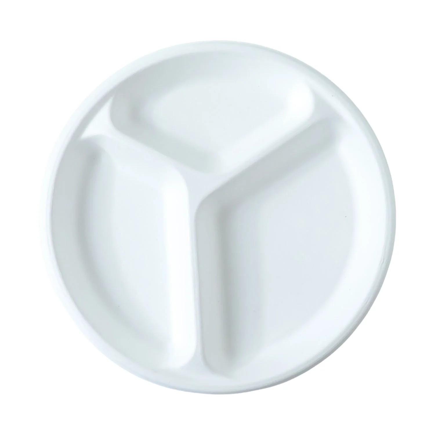 Vegnar 10 Inch 3-Compartment Round Compostable Bagasse Plate (10 Pc) - Image 5