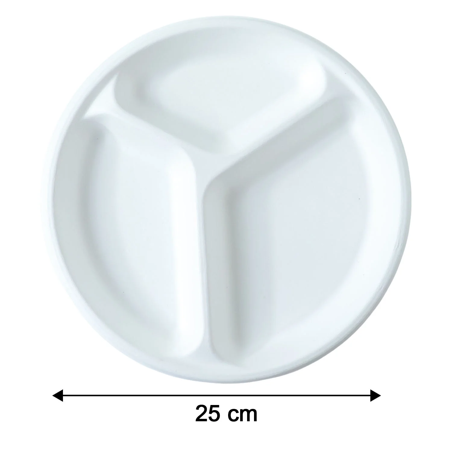 Vegnar 10 Inch 3-Compartment Round Compostable Bagasse Plate (10 Pc) - Image 6