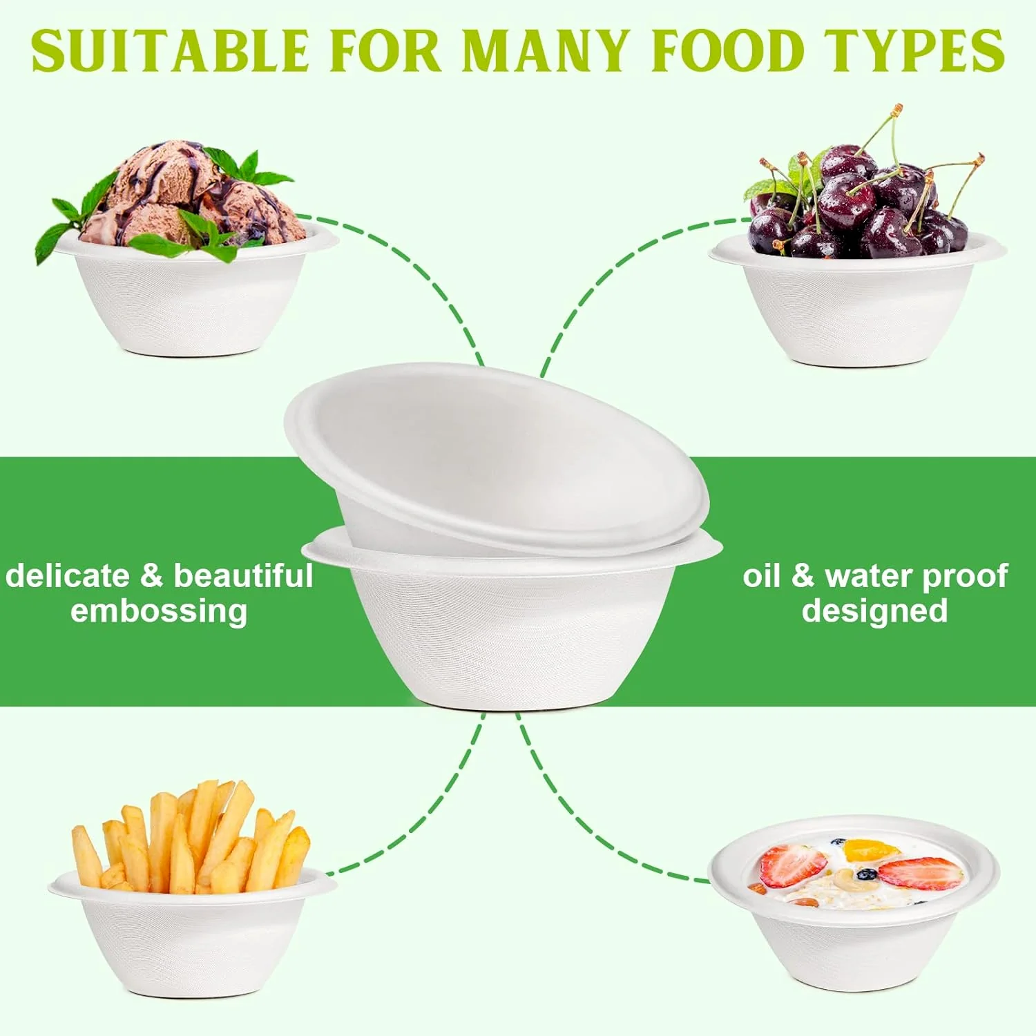 Freshee 180 ml Round Compostable Bagasse Bow (10 Pc) - Image 7