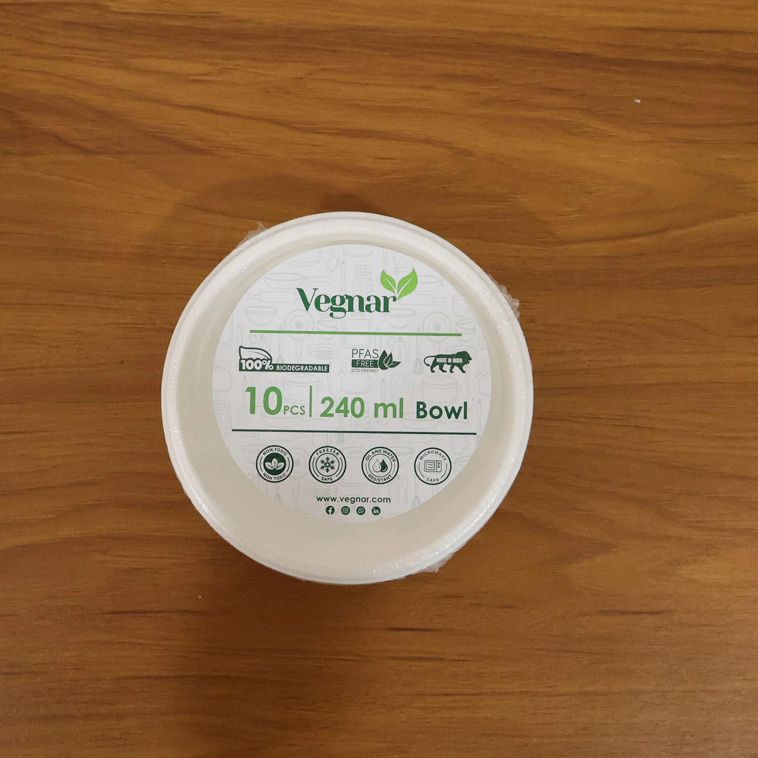 Vegnar 240 ml Compostable Bagasse Bowl (10 Pc) - Image 8