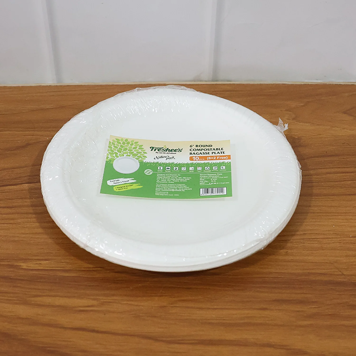 Freshee 6 Inch Round Compostable Bagasse Plate (10 Pcs Pack) - Image 9