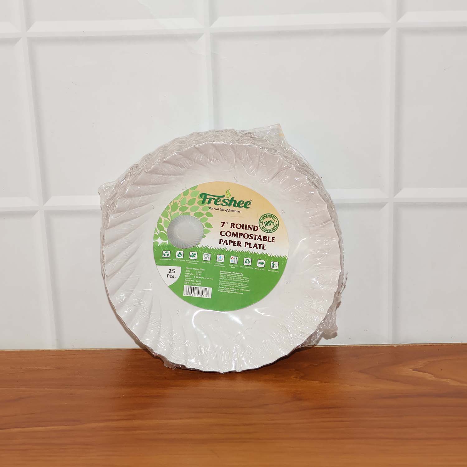 Freshee 7 Inch Round Compostable Paper Plate - 25 Pcs Pack - Image 9