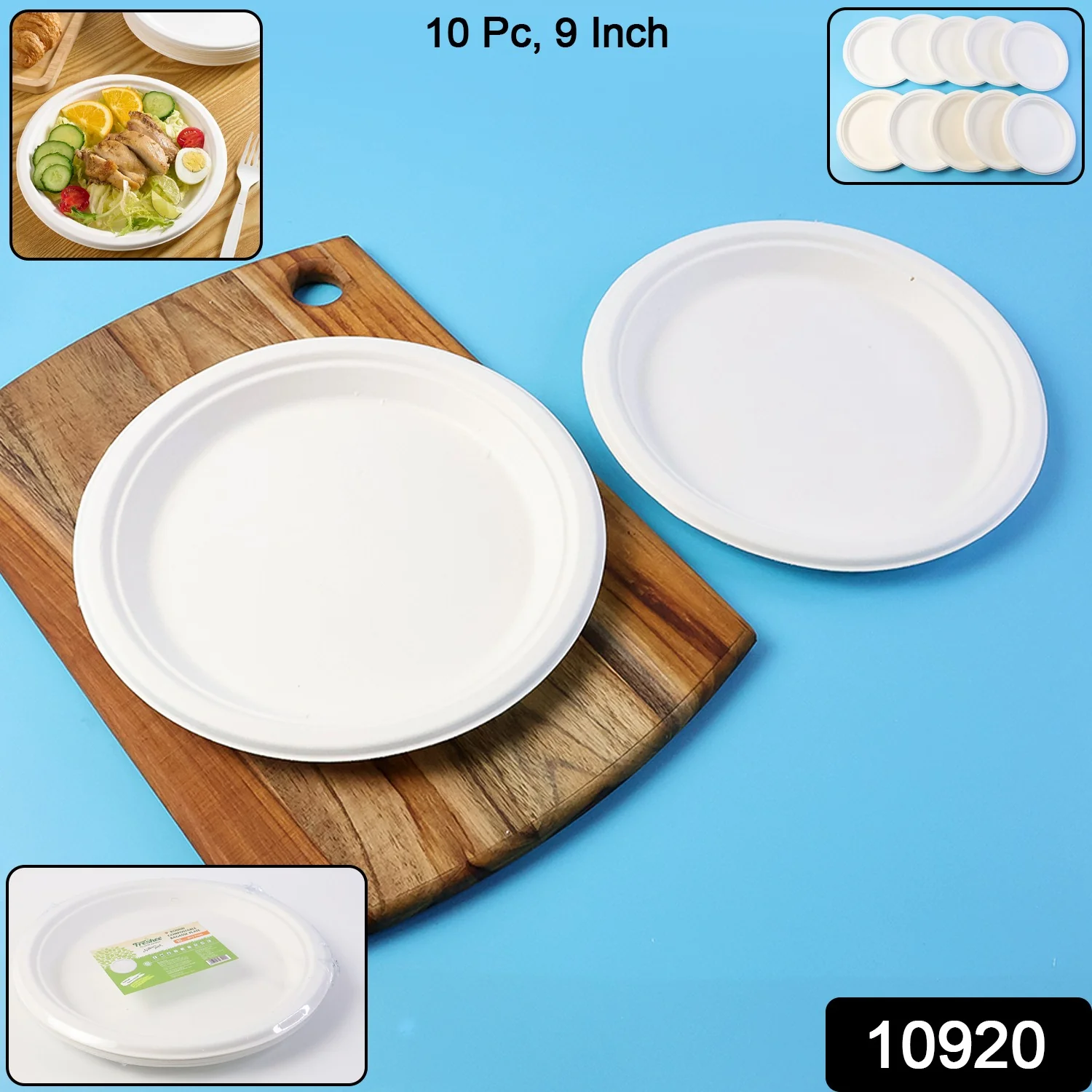 Freshee 9 Inch Compostable Bagasse Plate (10 Pc) - Image 2