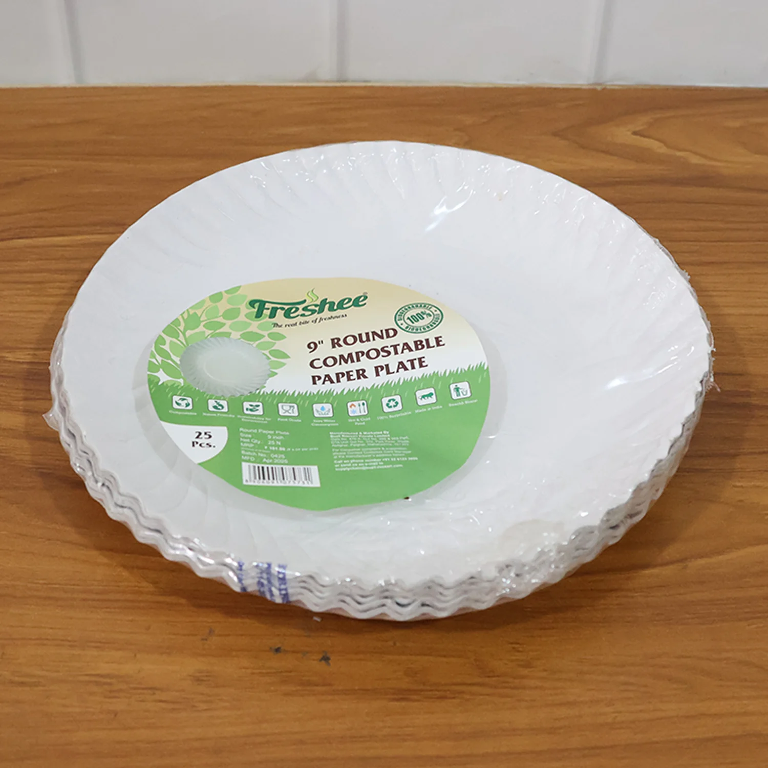 Freshee 9 Inch Round Compostable Paper Plate – 25 Pcs Pack - Image 10