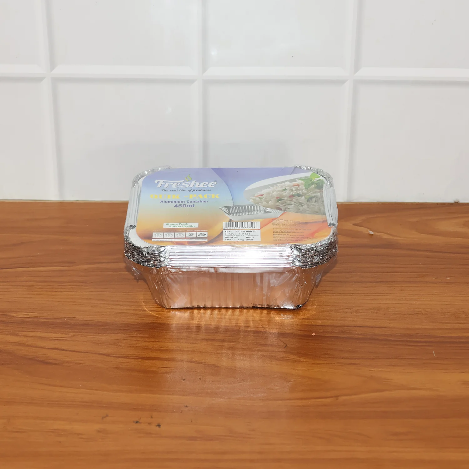 Freshee Aluminium Food Container with Lid — 450 ml — 10 Pc - Image 11