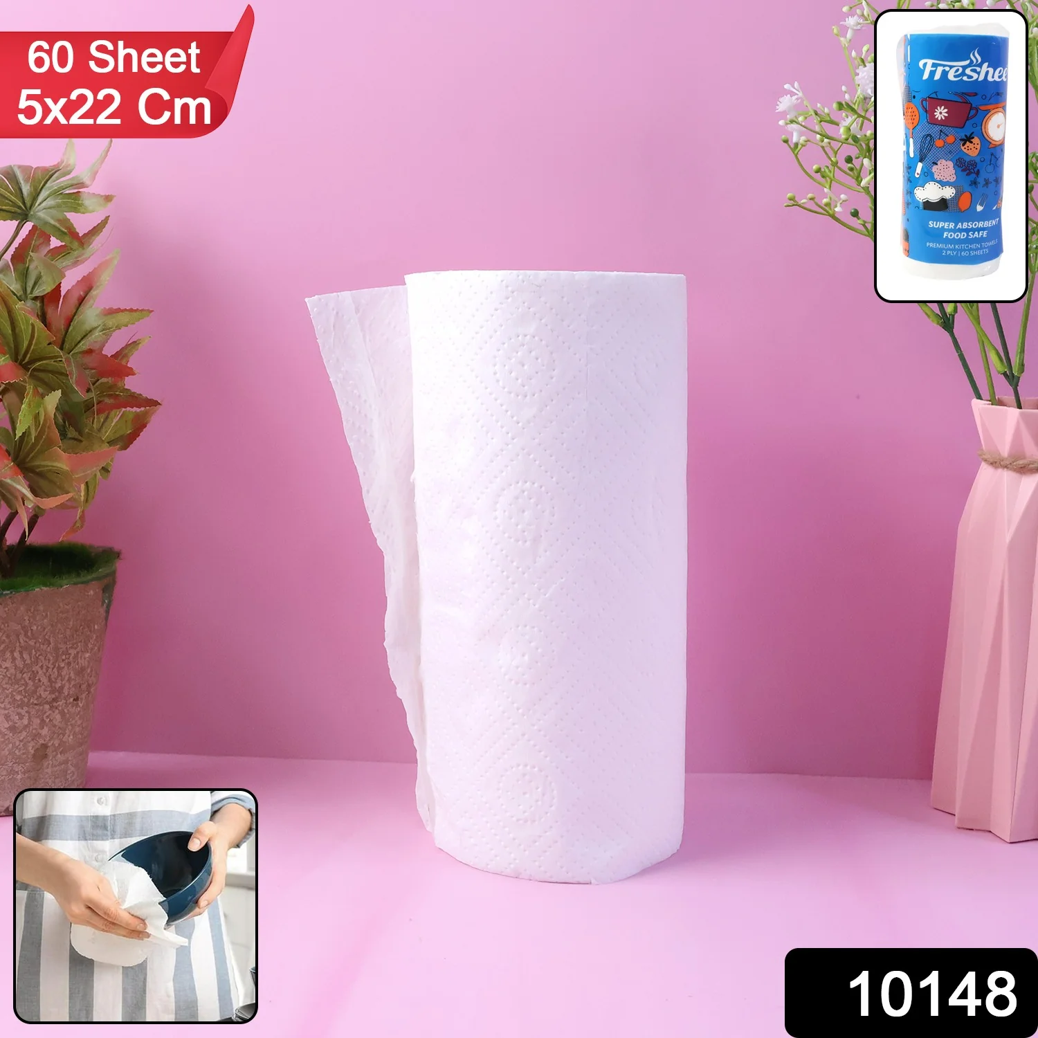 Freshee Kitchen Paper Towel Roll - 60 Sheets (21.5 × 22 cm Each) - Image 2
