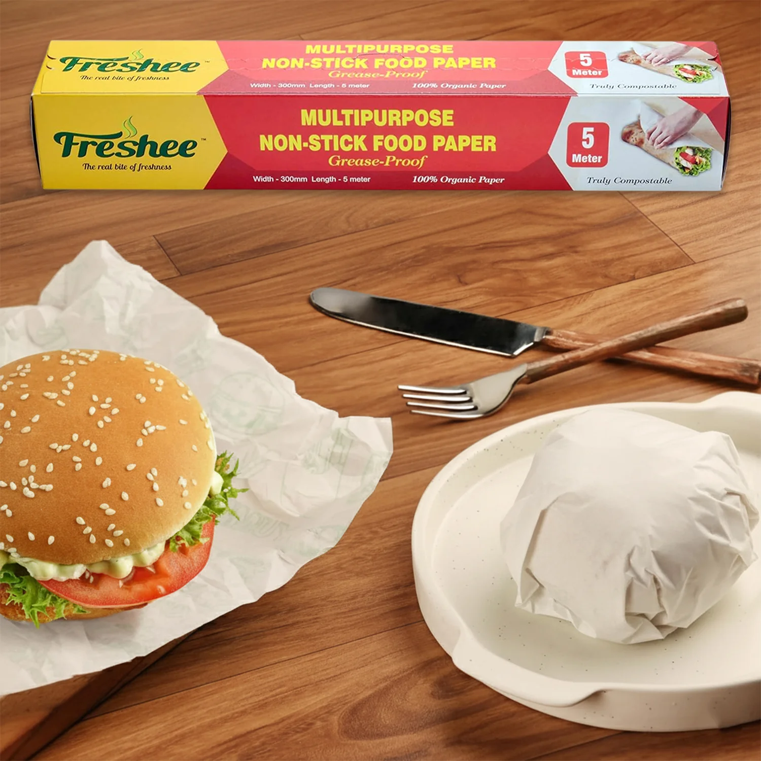 Freshee Multipurpose Grease-Proof & Non-Stick Food Paper Roll — 300 mm × 5 meter - Image 6