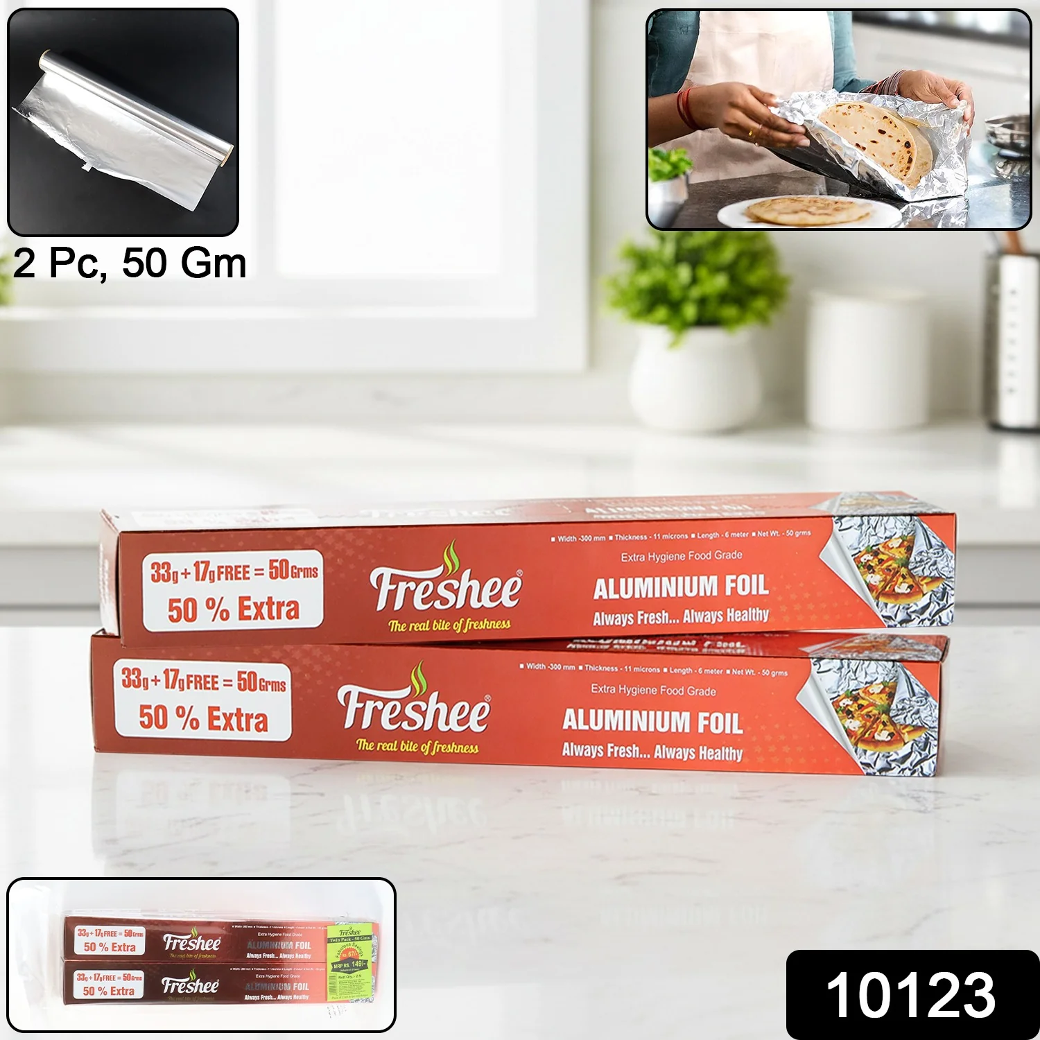 Freshee Premium Aluminium Foil — Twin Pack 2 Pc (Net 50 g each) - Image 2