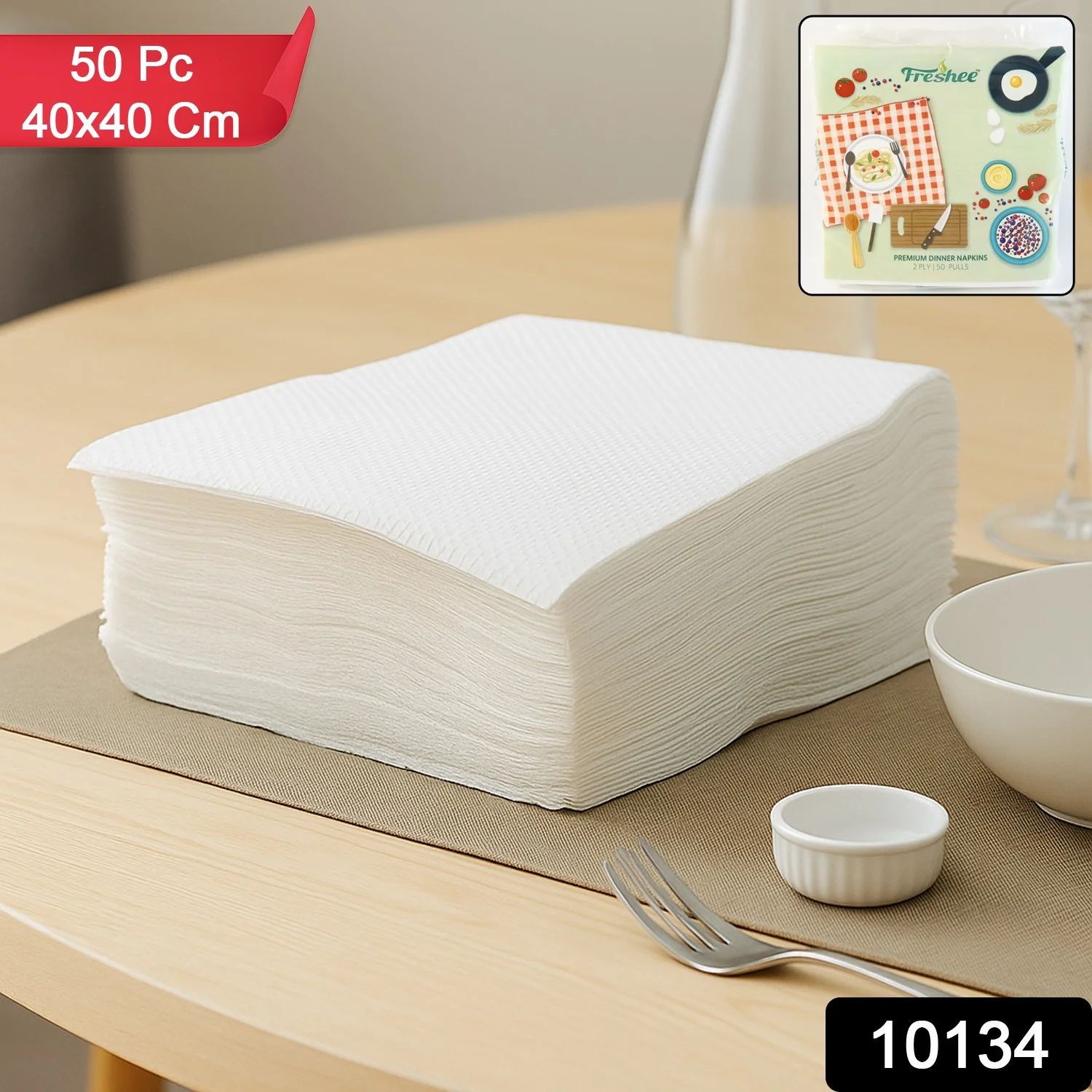 Freshee Premium Dinner Napkins — 50 Pc Pack (40 × 40 cm) - Image 2