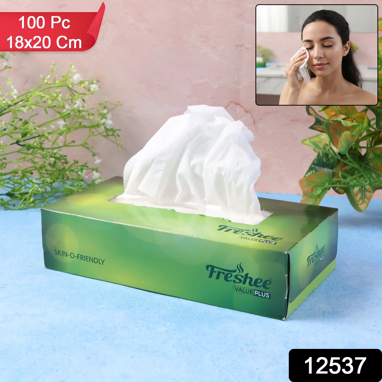 Freshee Premium Skin-Friendly Facial Tissues — 100 Pc Box (18 x 20 cm) - Image 2
