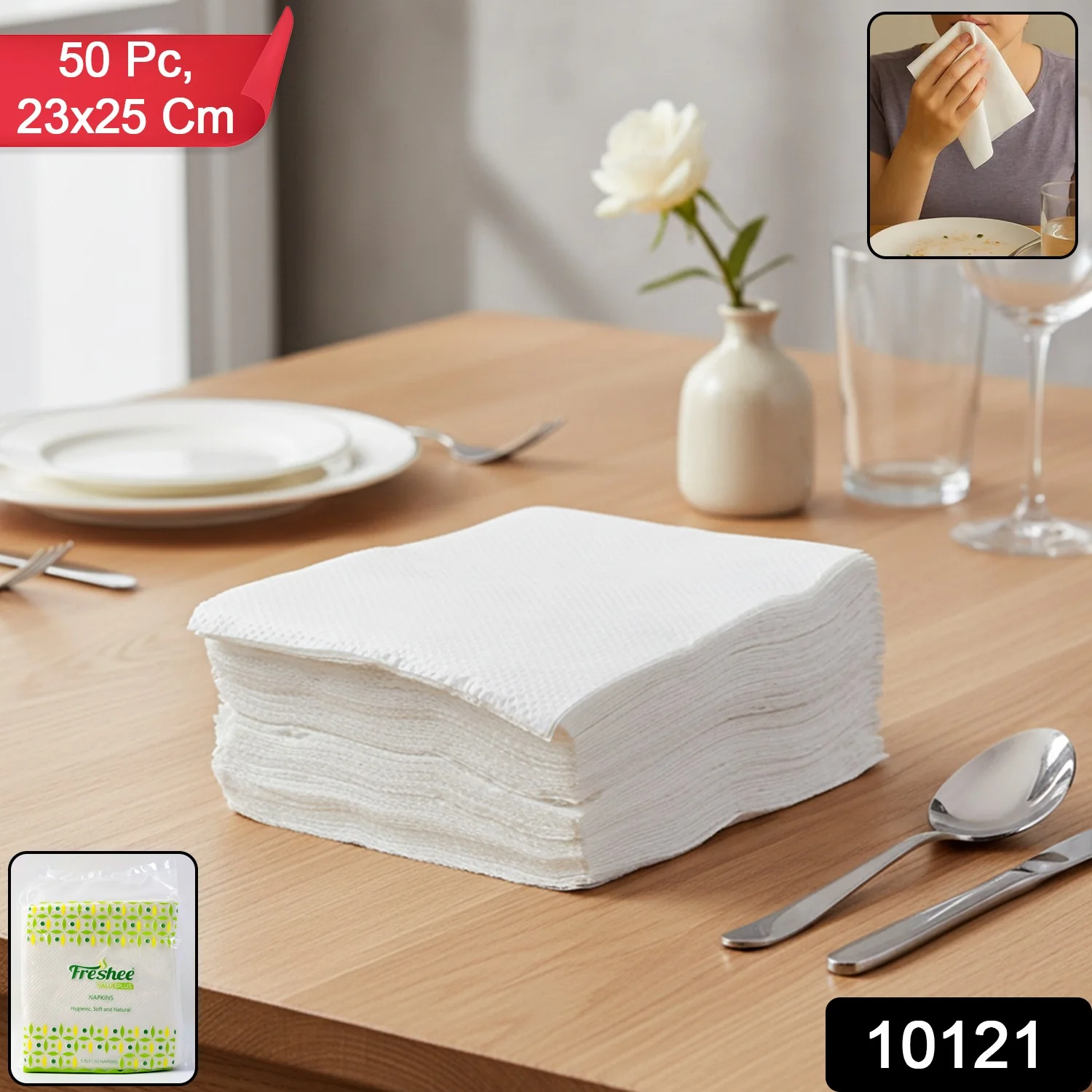 Freshee Premium Ultra-Soft Disposable Paper Napkins — 50 Pc (23 x 25 cm) - Image 2