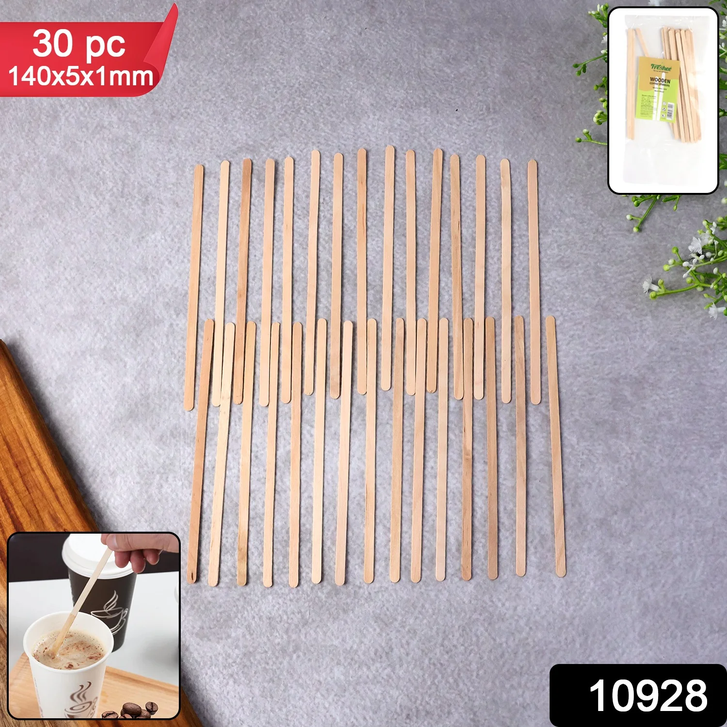 Freshee Wooden Coffee Stirrers 140×5×1 mm – 30 Pcs Pack - Image 2