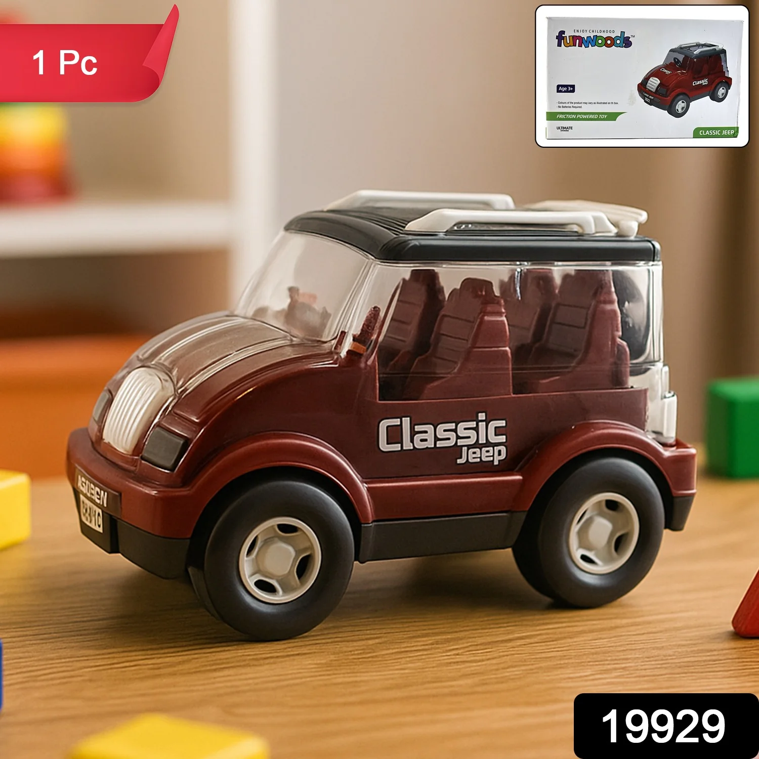 Friction-Powered Classic Jeep Toy Car for Kids (1 Pc) - Image 2