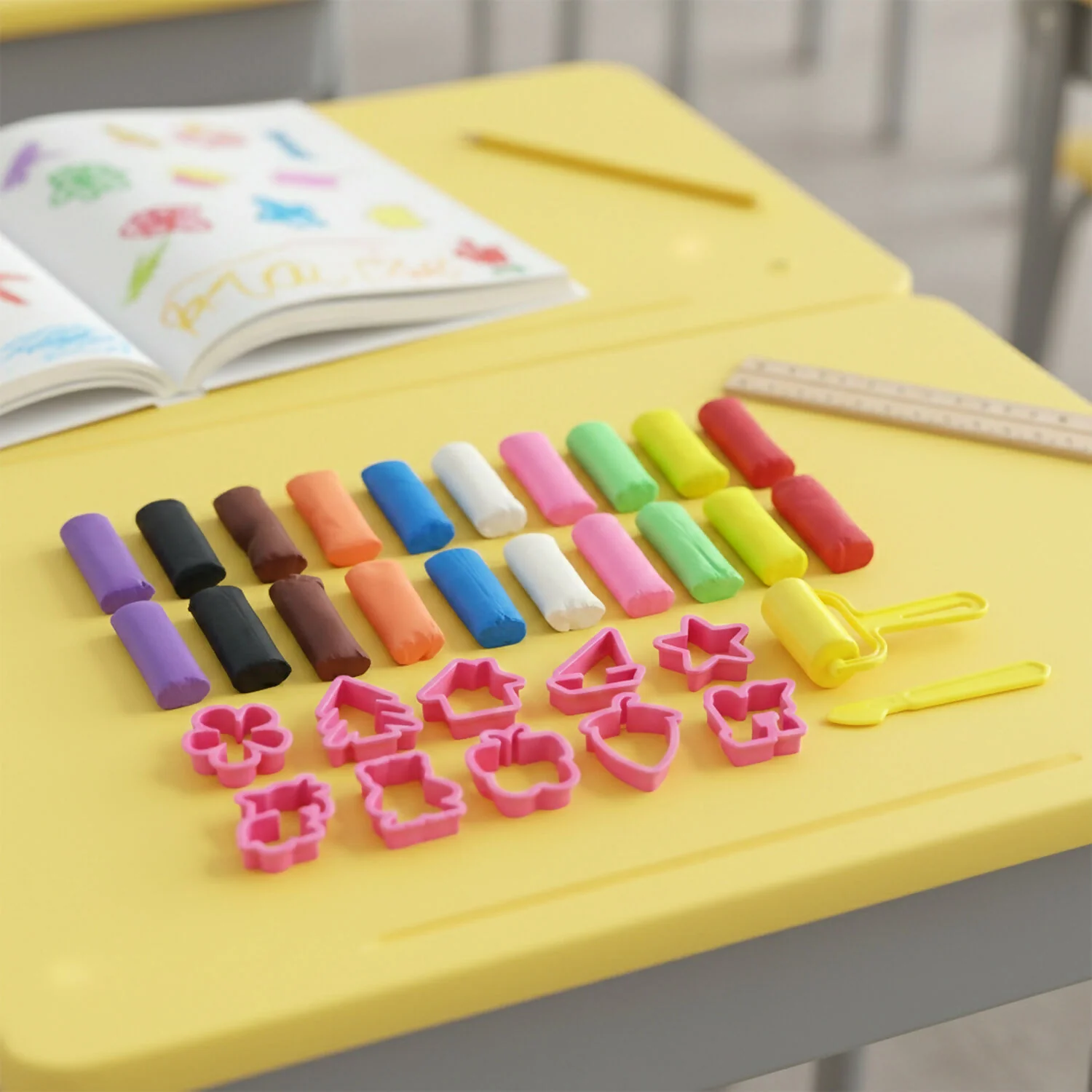 Frisky Dough Creative Clay Play Set with 10 Colours & Shape Cutters - Image 3