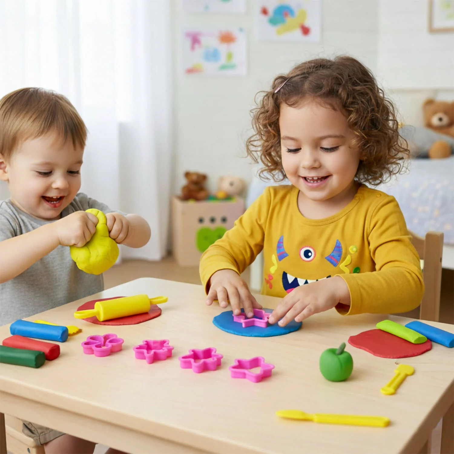 Frisky Dough Creative Clay Play Set with 10 Colours & Shape Cutters - Image 4