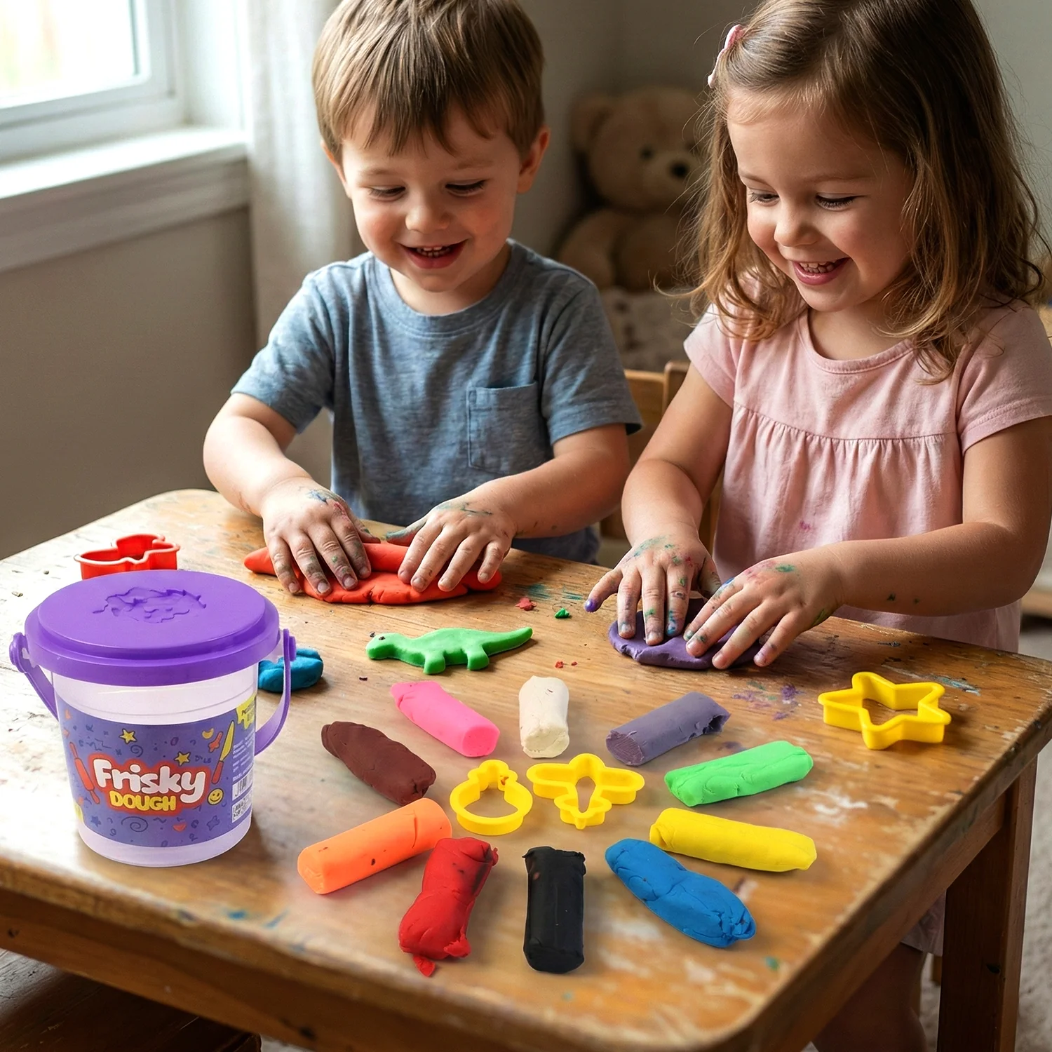Frisky Dough Modelling Clay Set – 12 Multicolor Dough Sticks with Shape Cutters - Image 4