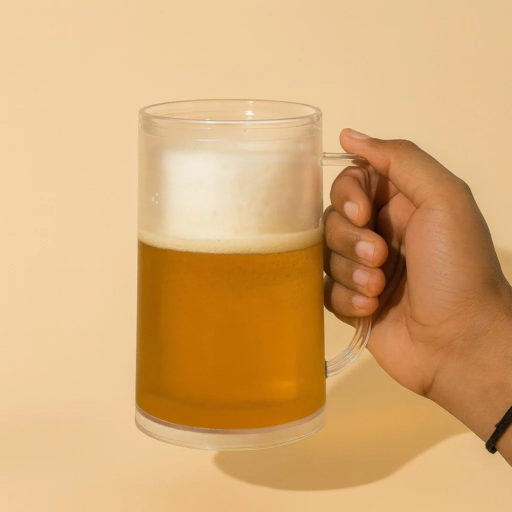 Frosted Glass Beer Mug with Handle – Premium Chilled Beer Cup for Home Bar, Parties, and Gifting | Large Capacity, Freezer Safe, Modern Matte Finish | Ideal for Beer, Juices & Cold Beverages - Image 2
