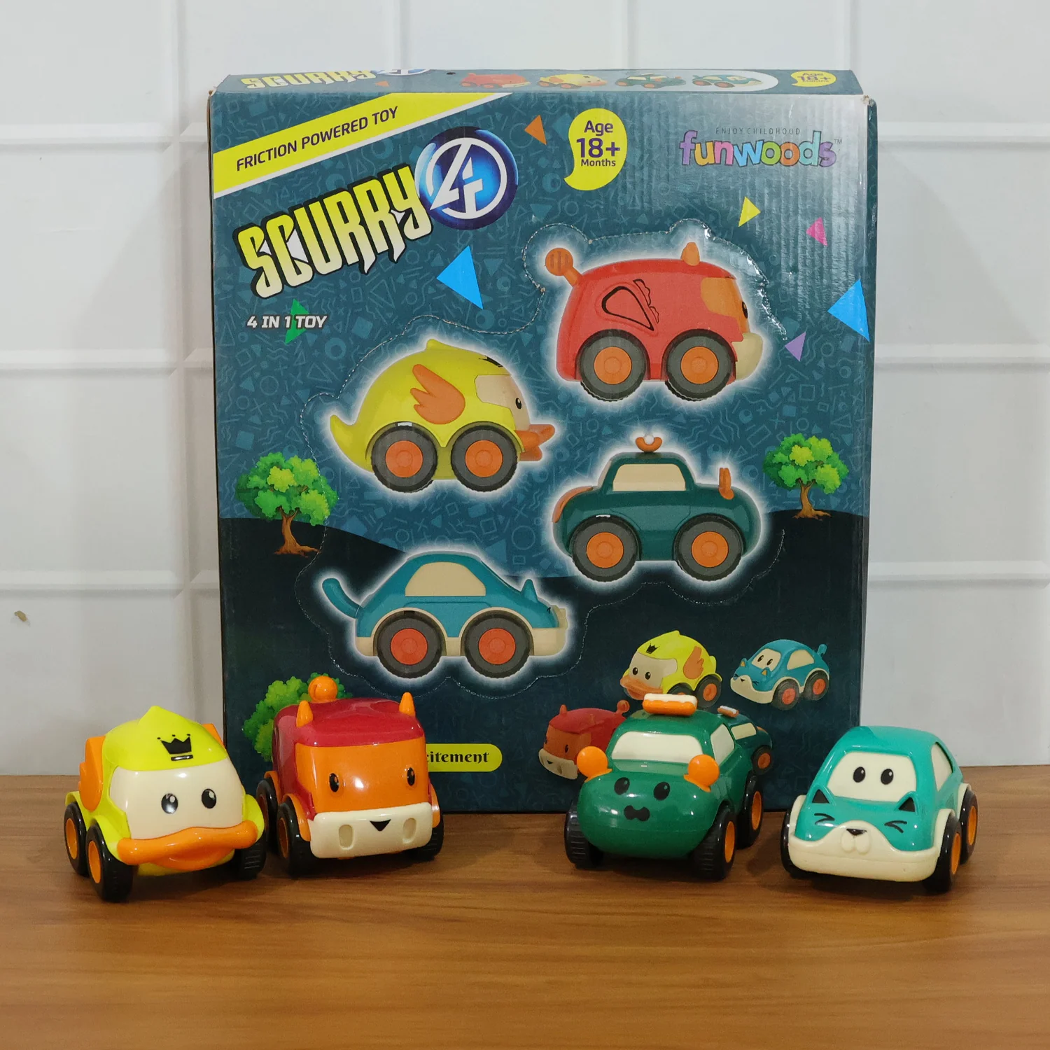 Funwoods Animal Cartoon Pull-Back Toy Car Set Pack 4 Pc - Image 9
