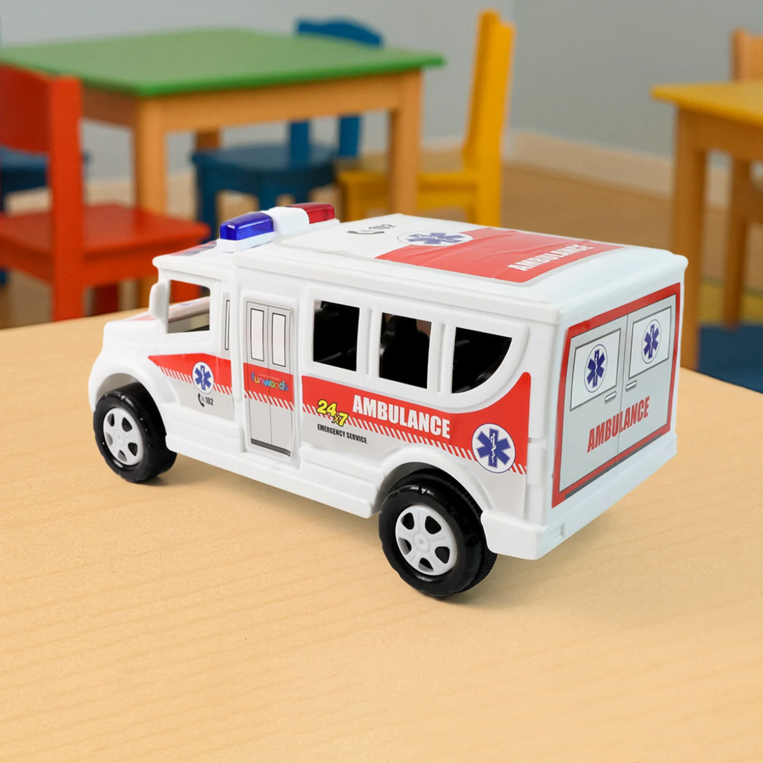 Funwoods Friction Powered Ambulance Toy for Kids (1 Pc) - Image 4