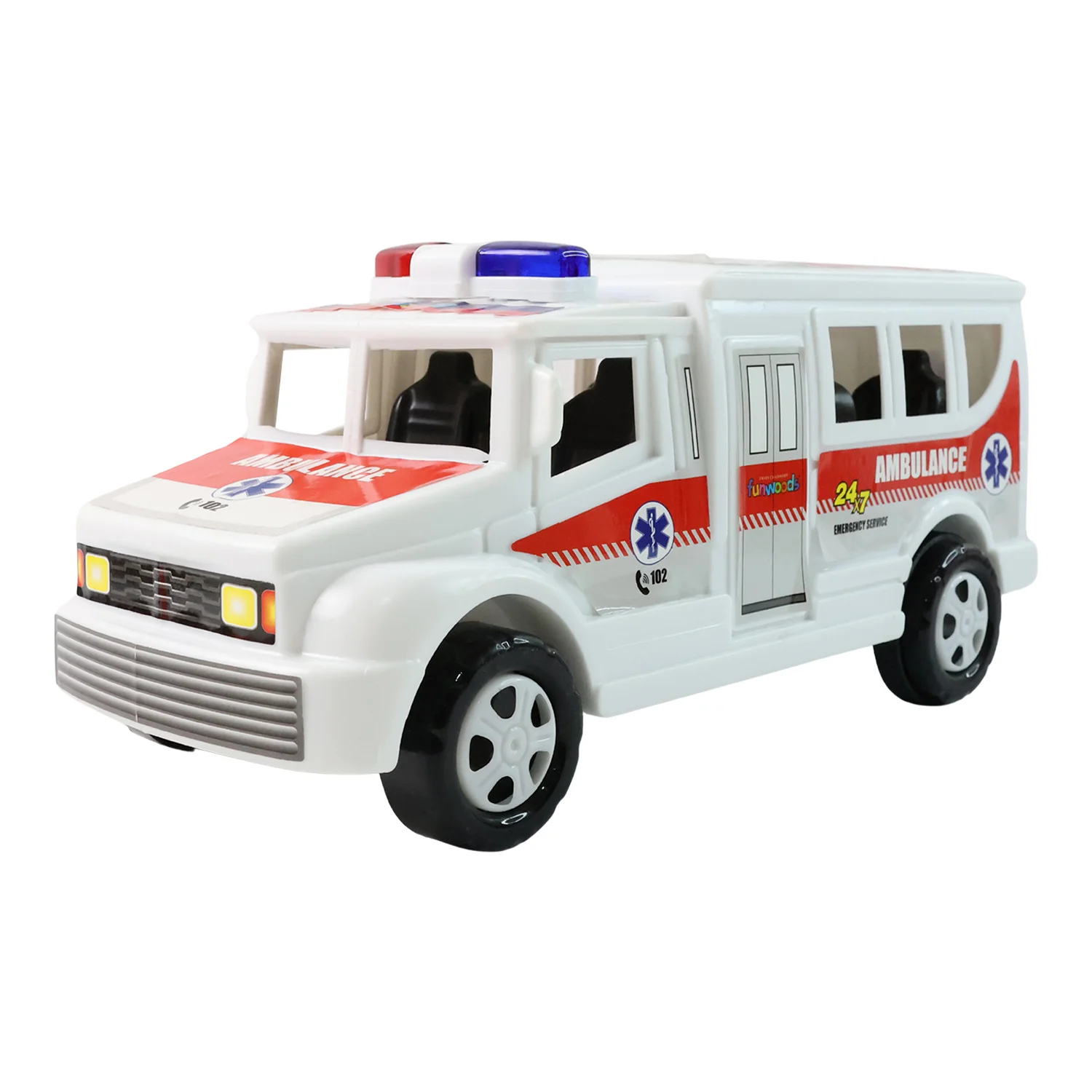 Funwoods Friction Powered Ambulance Toy for Kids (1 Pc) - Image 5