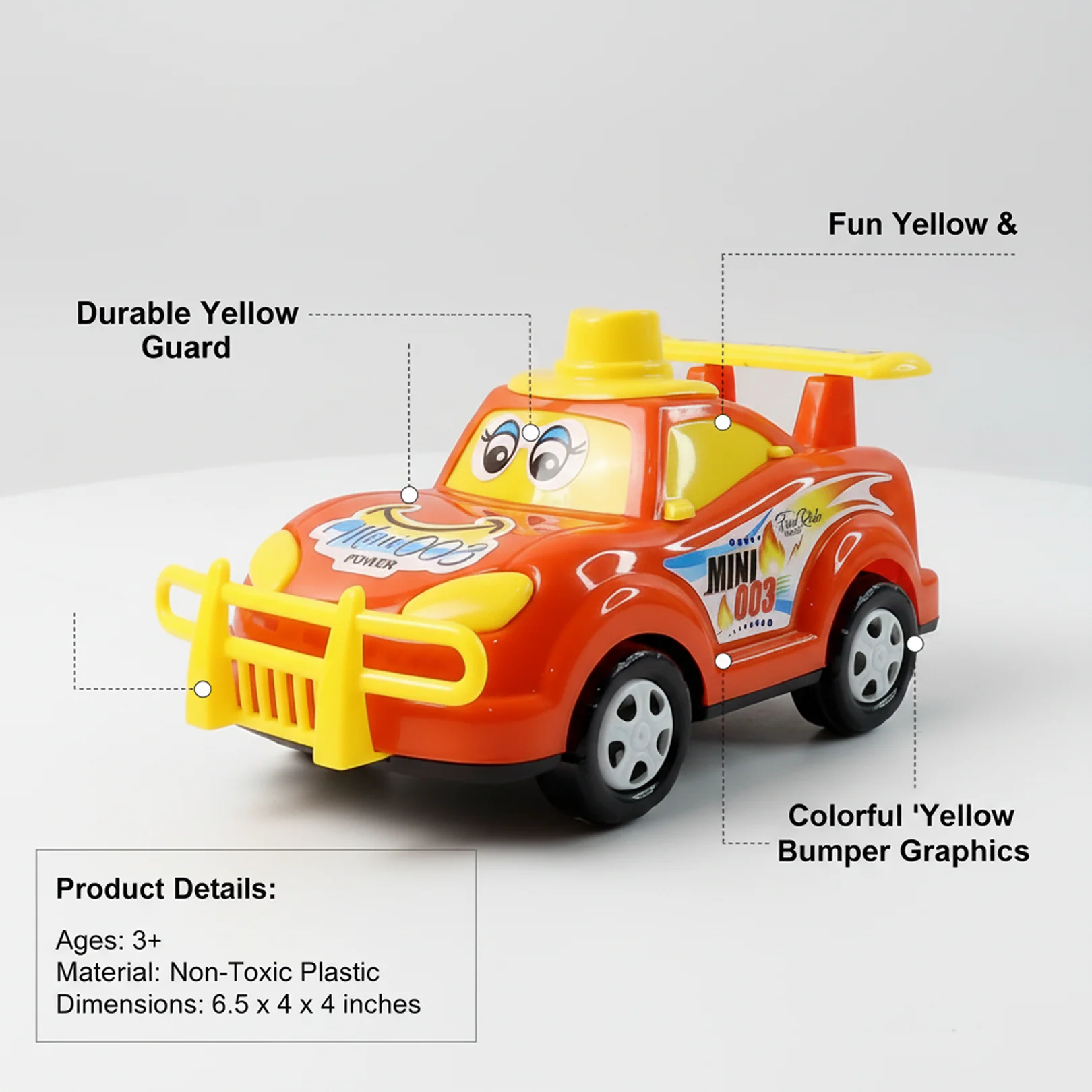 Funwoods Friction-Powered Cartoon Racing Car Toy - (1 Pc) - Image 2