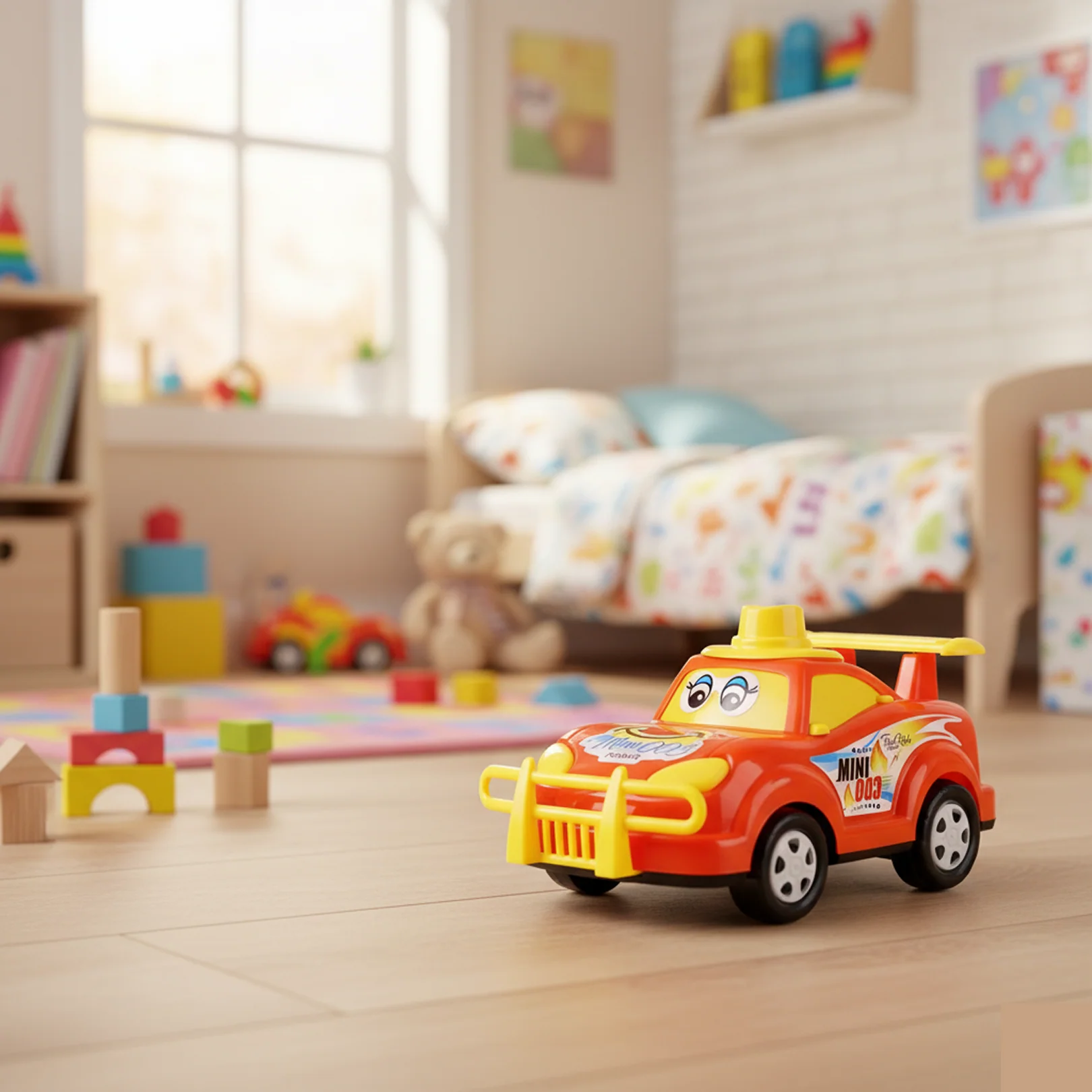 Funwoods Friction-Powered Cartoon Racing Car Toy - (1 Pc) - Image 6