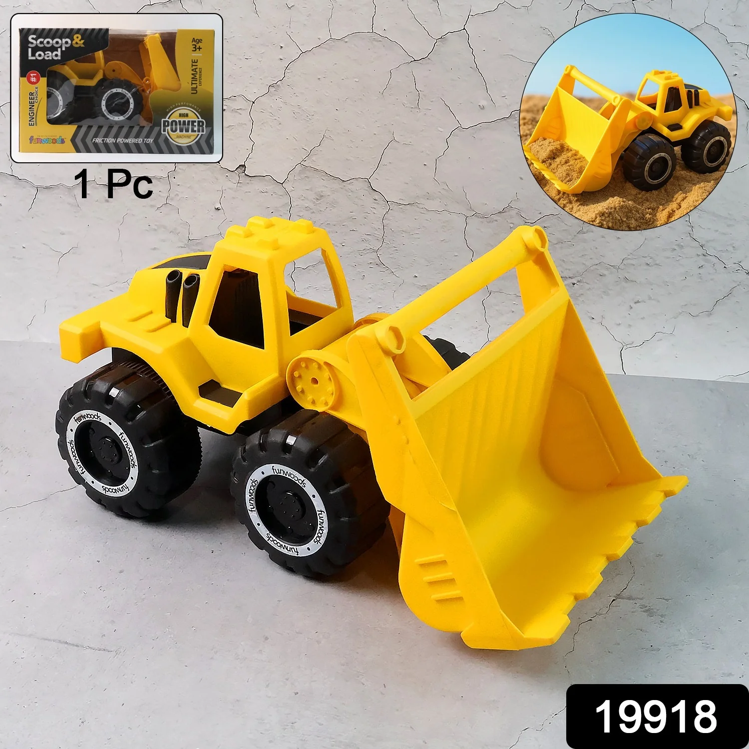 Funwoods Friction-Powered Front Loader / Bulldozer Toy - (1 Pc) - Image 4