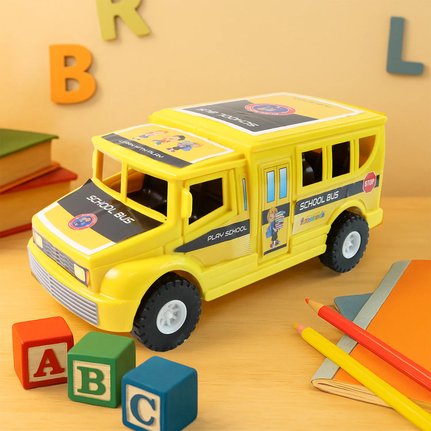 Funwoods Friction-Powered School Bus Push-and-Go Vehicle Toy (1 Pc) - Image 6