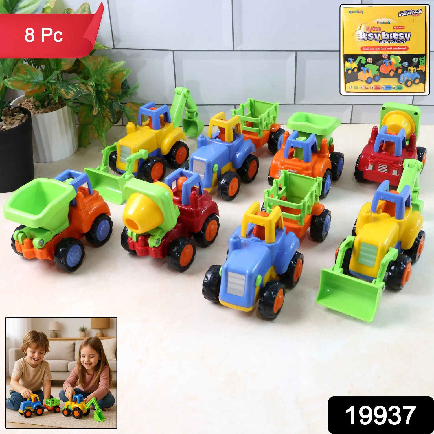 Funwoods Itsy Bitsy Construction Vehicle Toy Set for Kids - (8 Pc) - Image 2