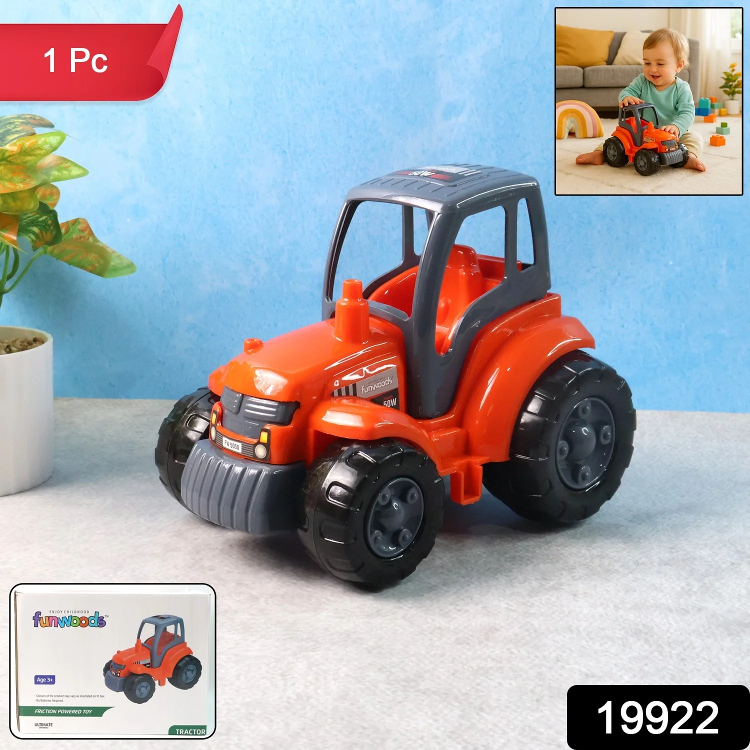 Funwoods Kids Friction Powered Tractor Toy - (1 Pc) - Image 2