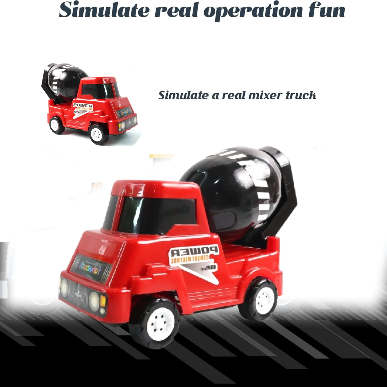 Kids Power Cement Mixer Toy Truck Friction Powered Toy 1 Pc - Image 3