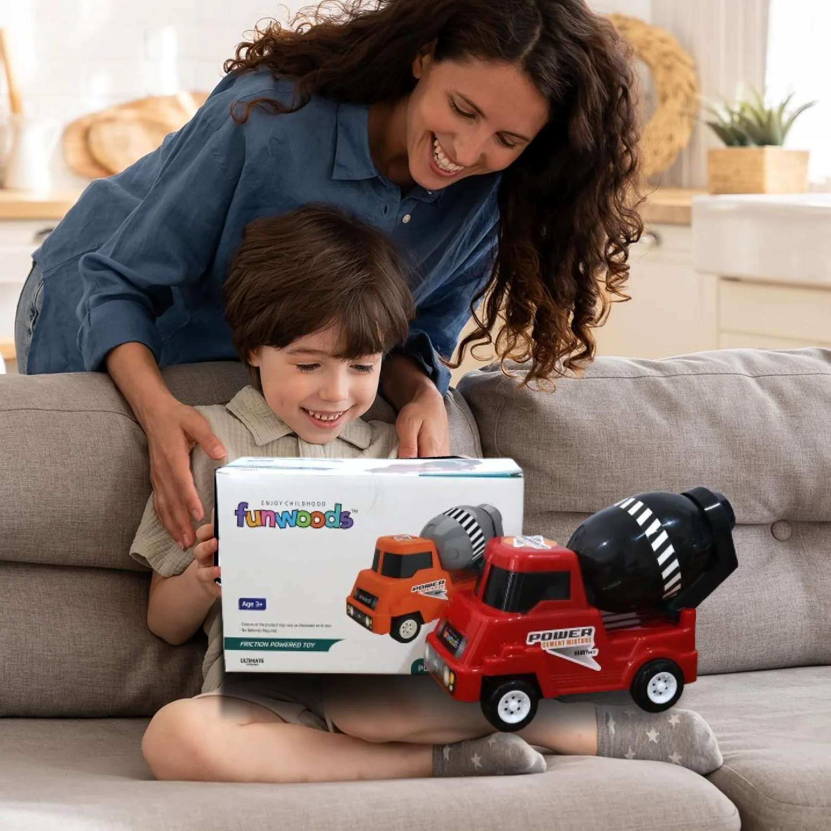 Kids Power Cement Mixer Toy Truck Friction Powered Toy 1 Pc - Image 4