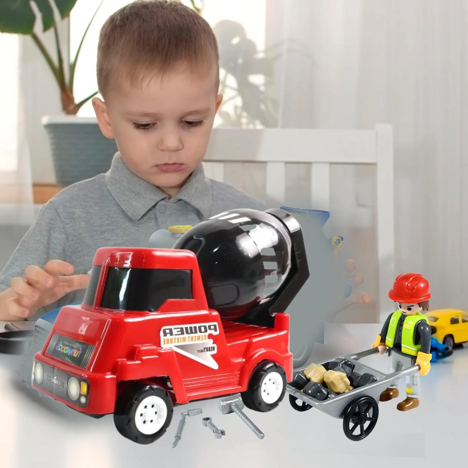 Kids Power Cement Mixer Toy Truck Friction Powered Toy 1 Pc - Image 7