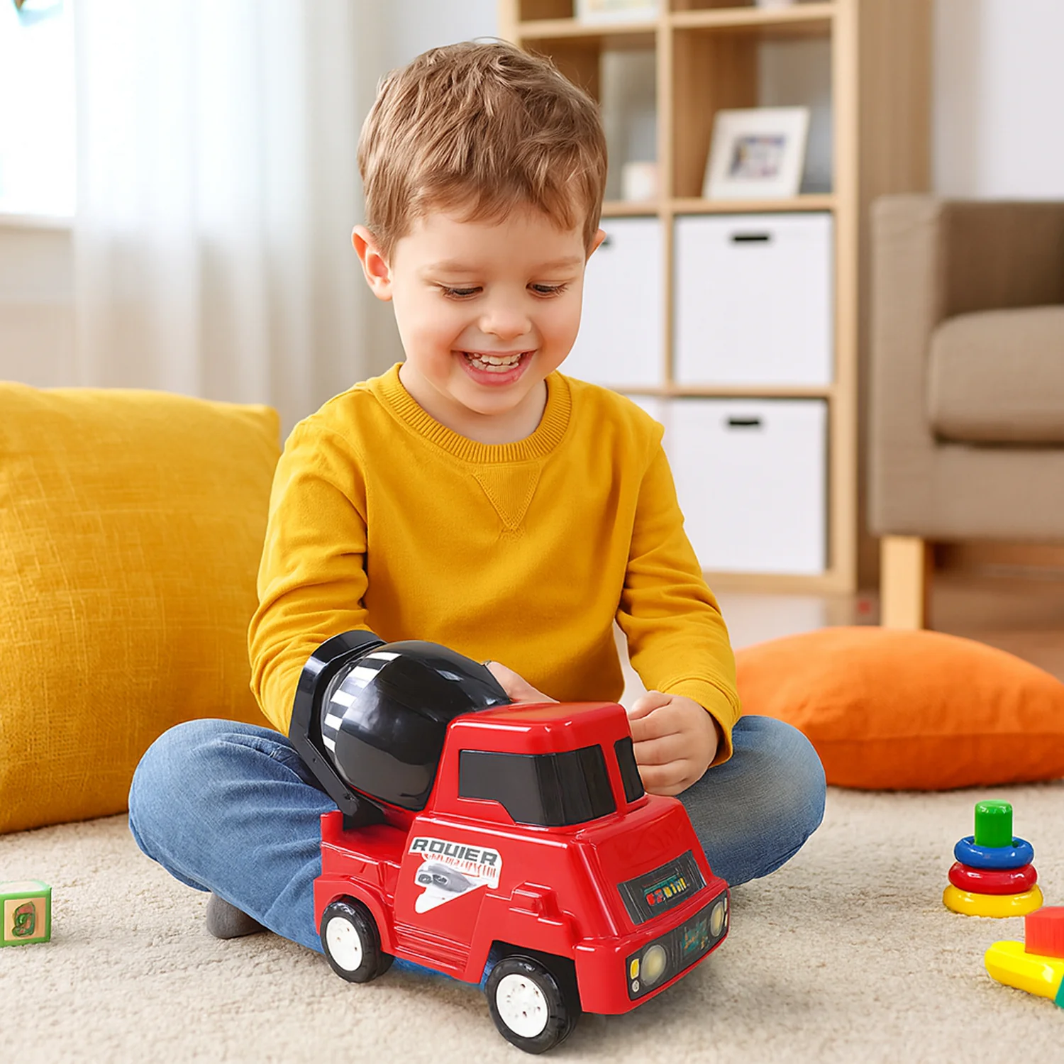 Kids Power Cement Mixer Toy Truck Friction Powered Toy 1 Pc - Image 8