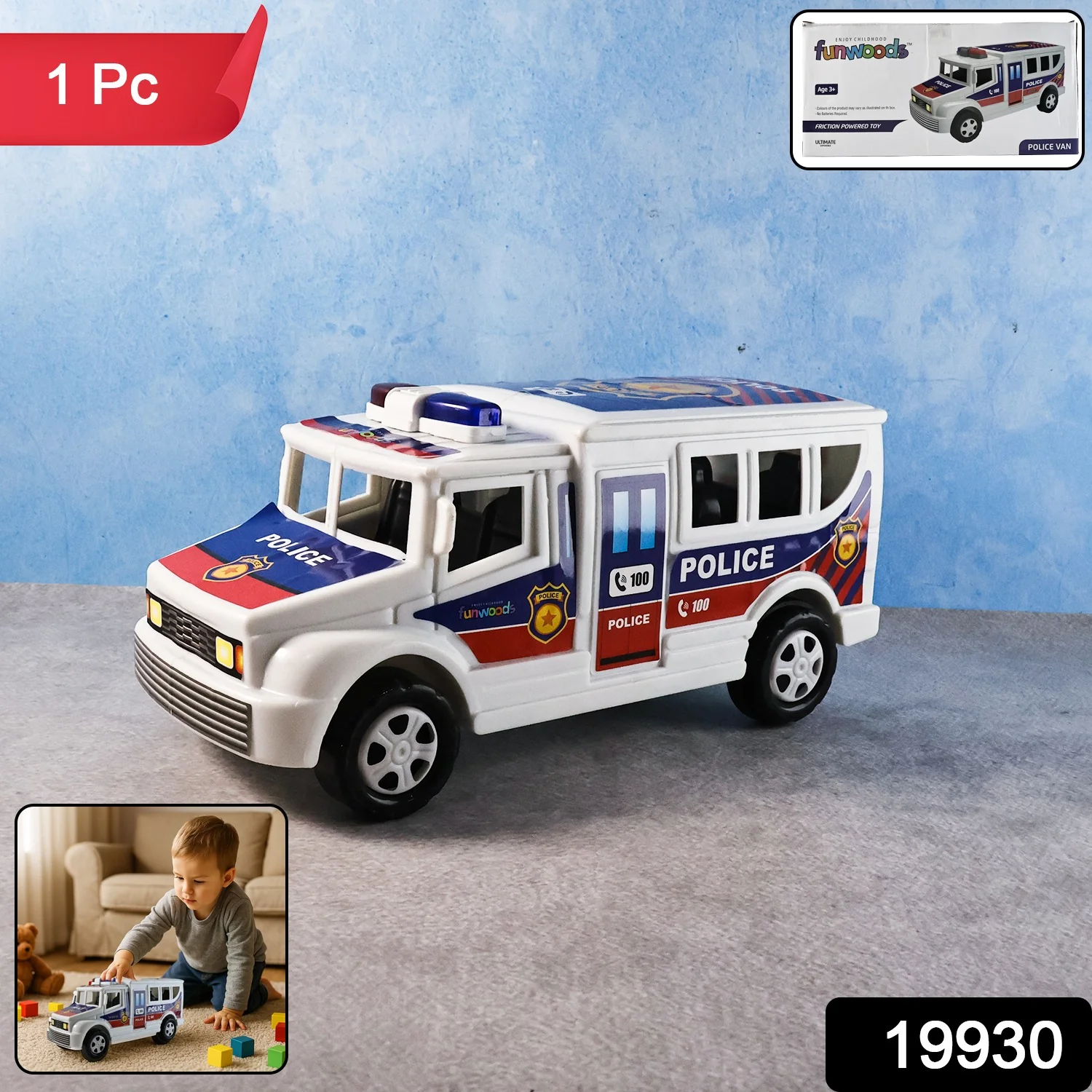 Funwoods Police Van Toy - (1 Pc) - Image 2