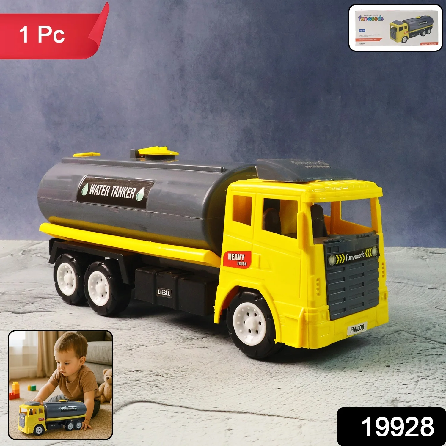 Funwoods Water Tanker Toy Truck - (1 Pc) - Image 2