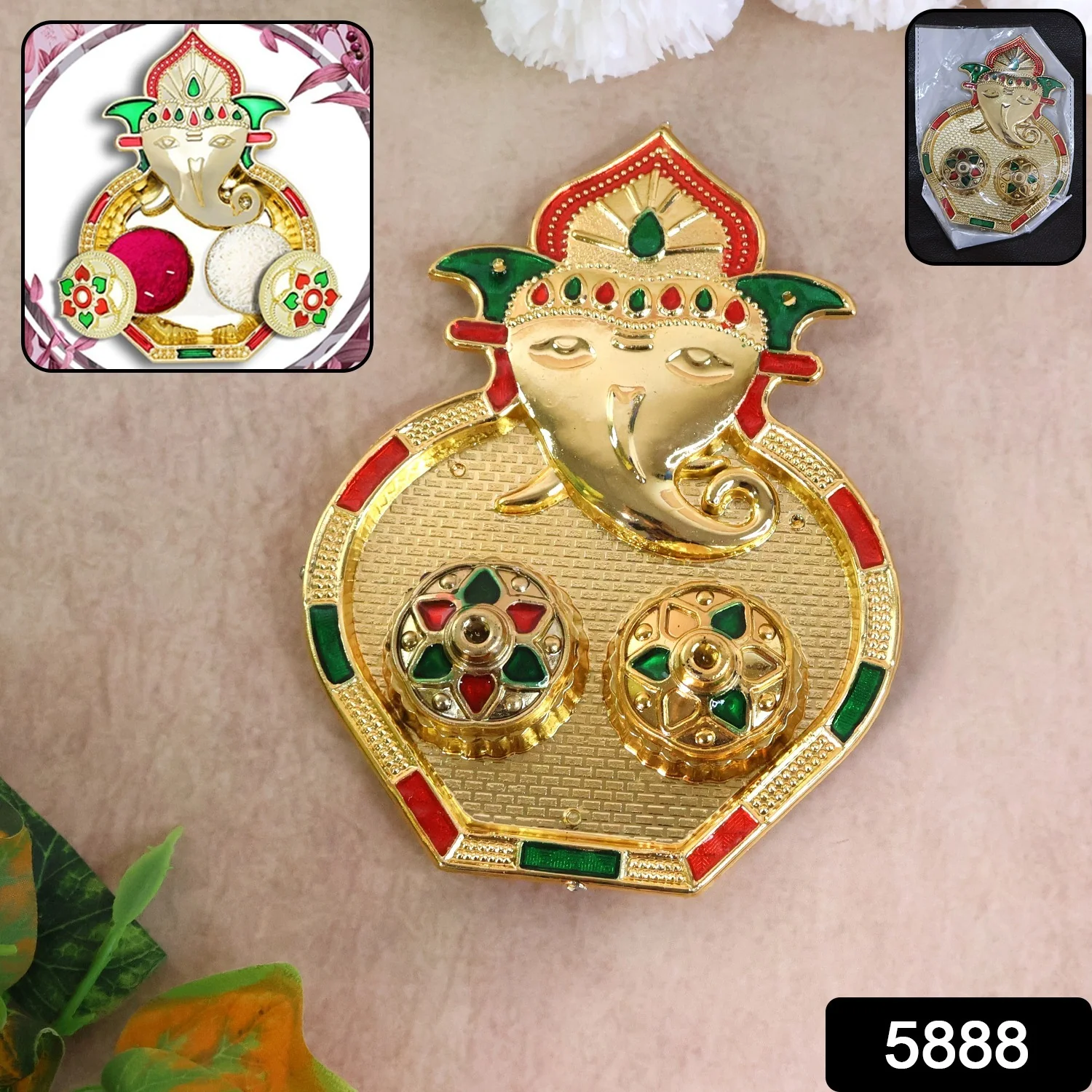 Ganesh Design Decorative Kumkum Box - (1 Pc) - Image 2