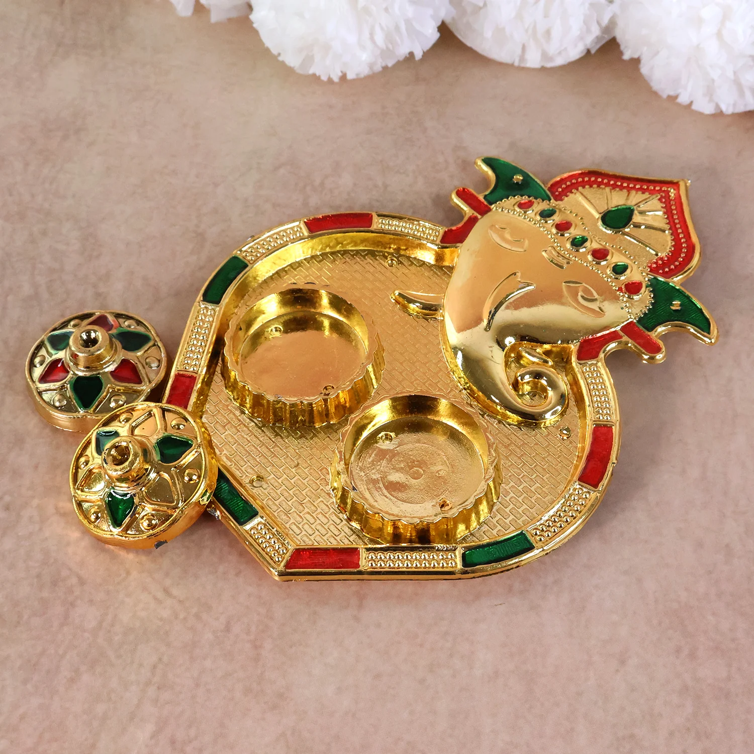 Ganesh Design Decorative Kumkum Box - (1 Pc) - Image 4