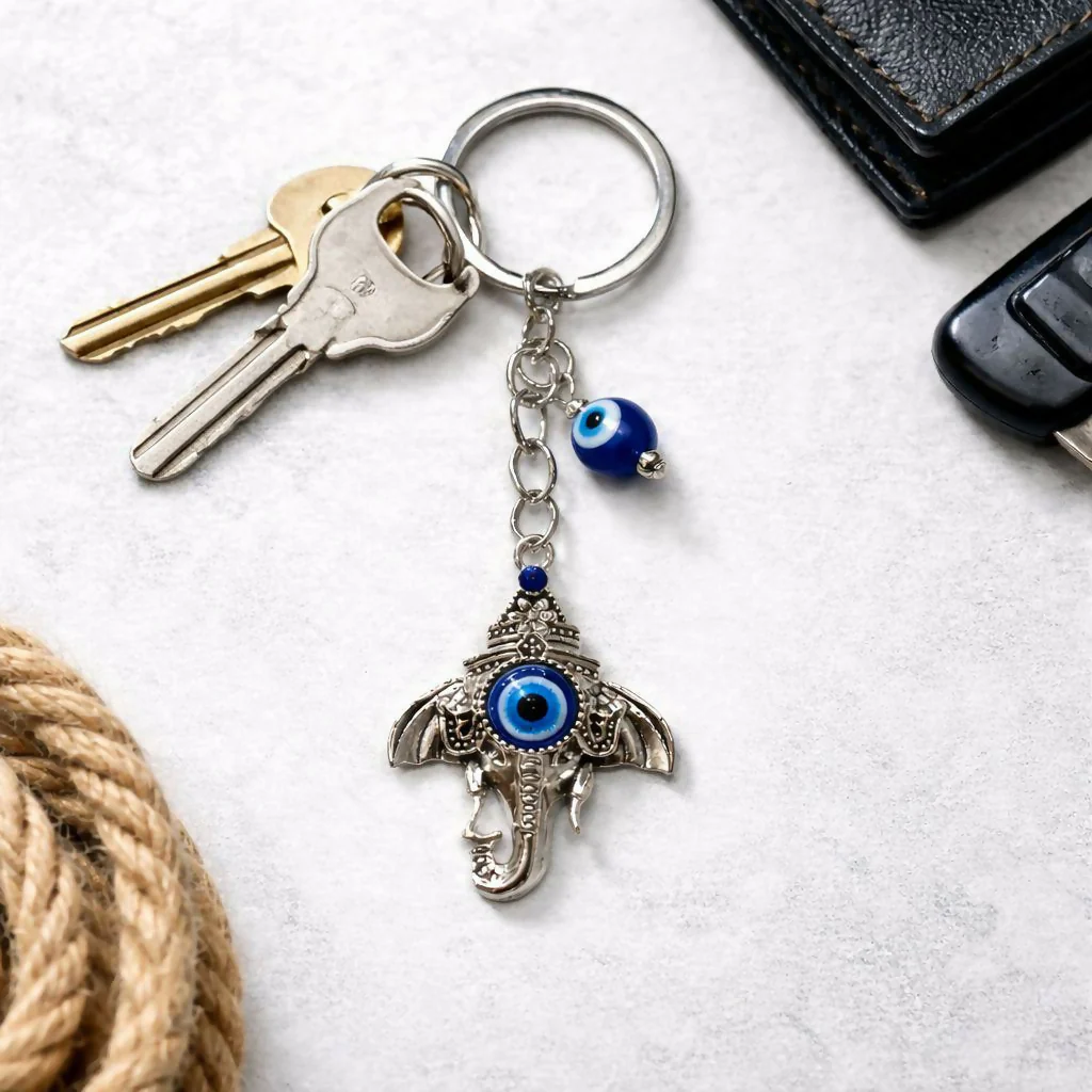 Ganesh Evil Eye Keychain for Car Keys, Bags & Spiritual Gifting - Image 4