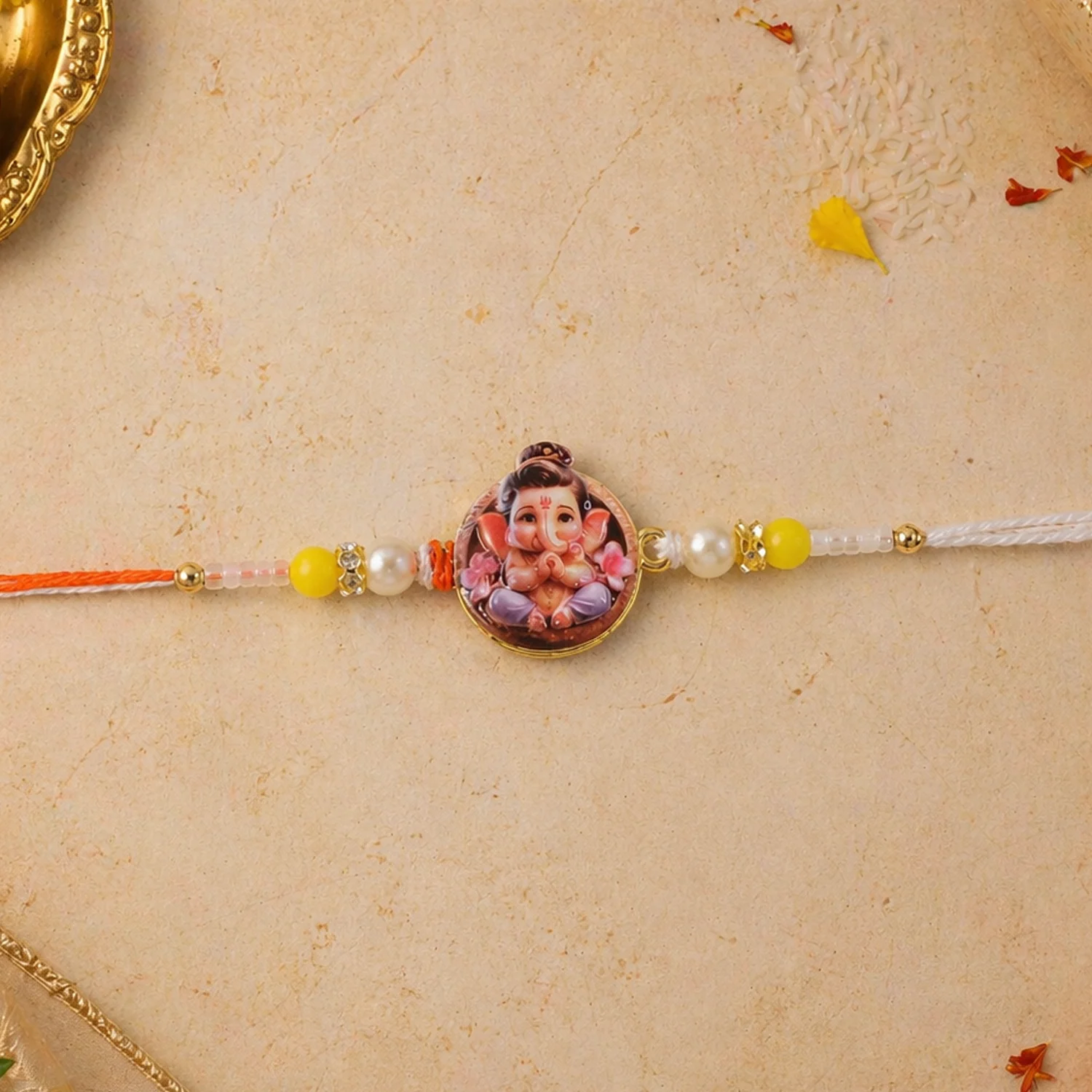 Ganesh Ji Premium Rakhi with Colorful Beads (1 Pc) - Image 8