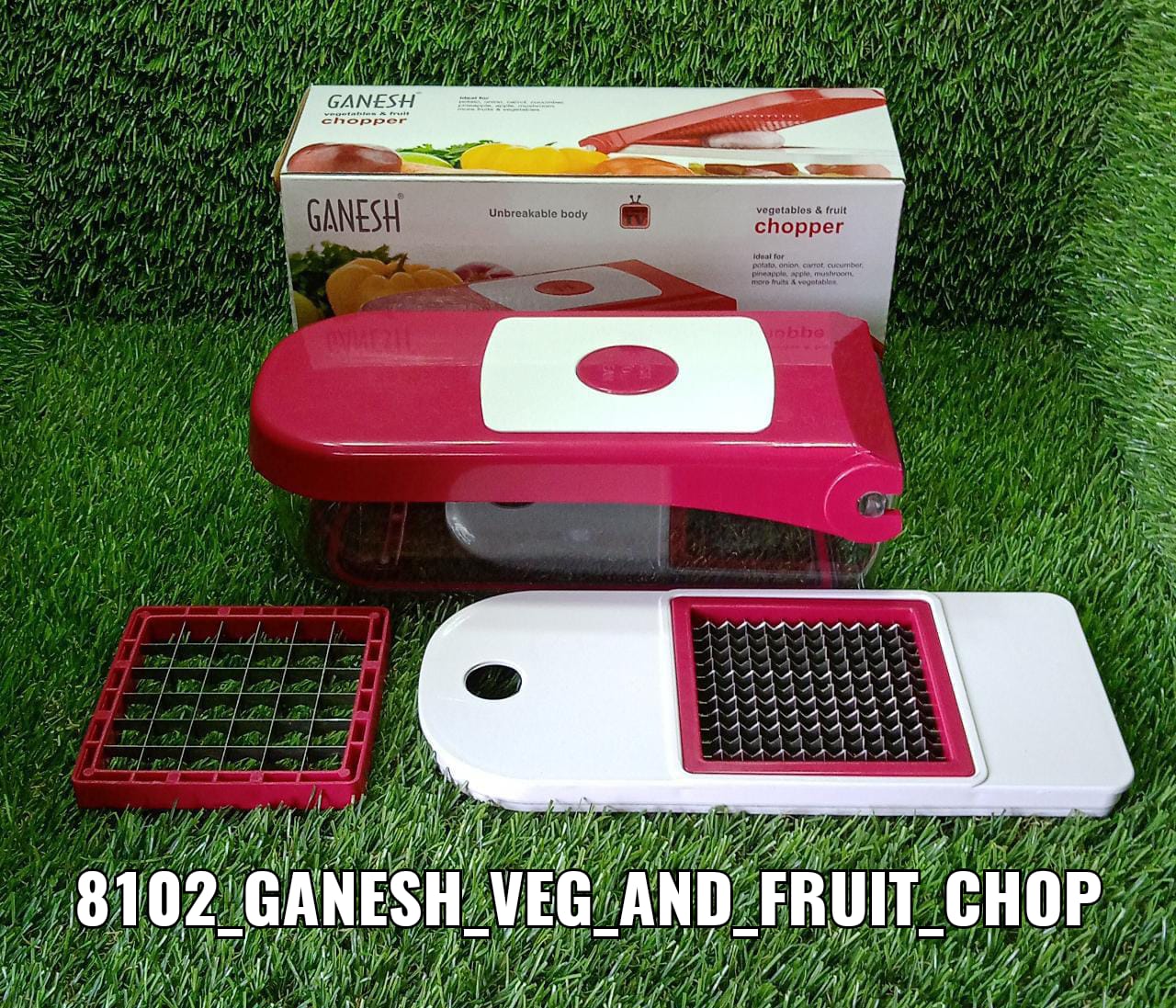 Ganesh Plastic Chopper Vegetable and Fruit Cutter, Red - Image 12