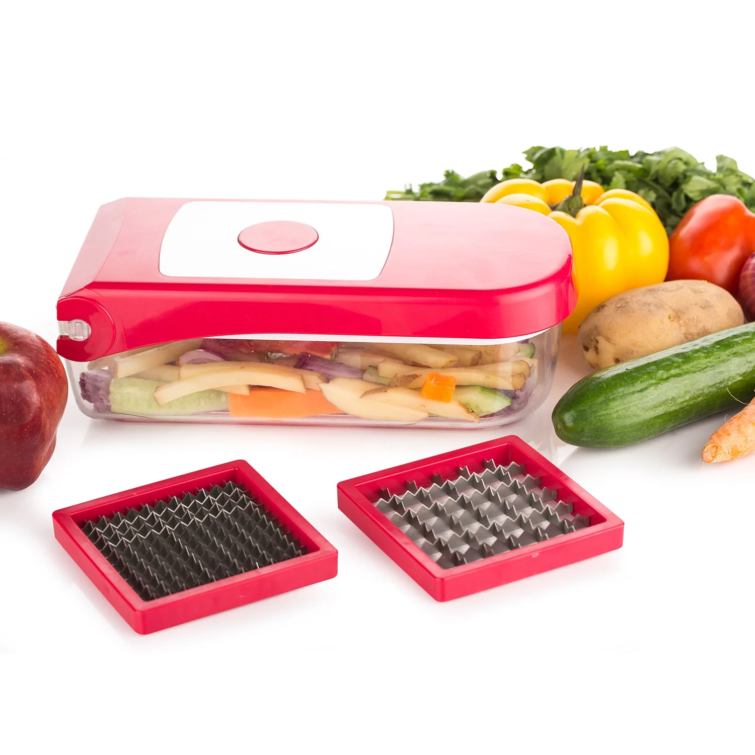 Ganesh Plastic Chopper Vegetable and Fruit Cutter, Red - Image 5