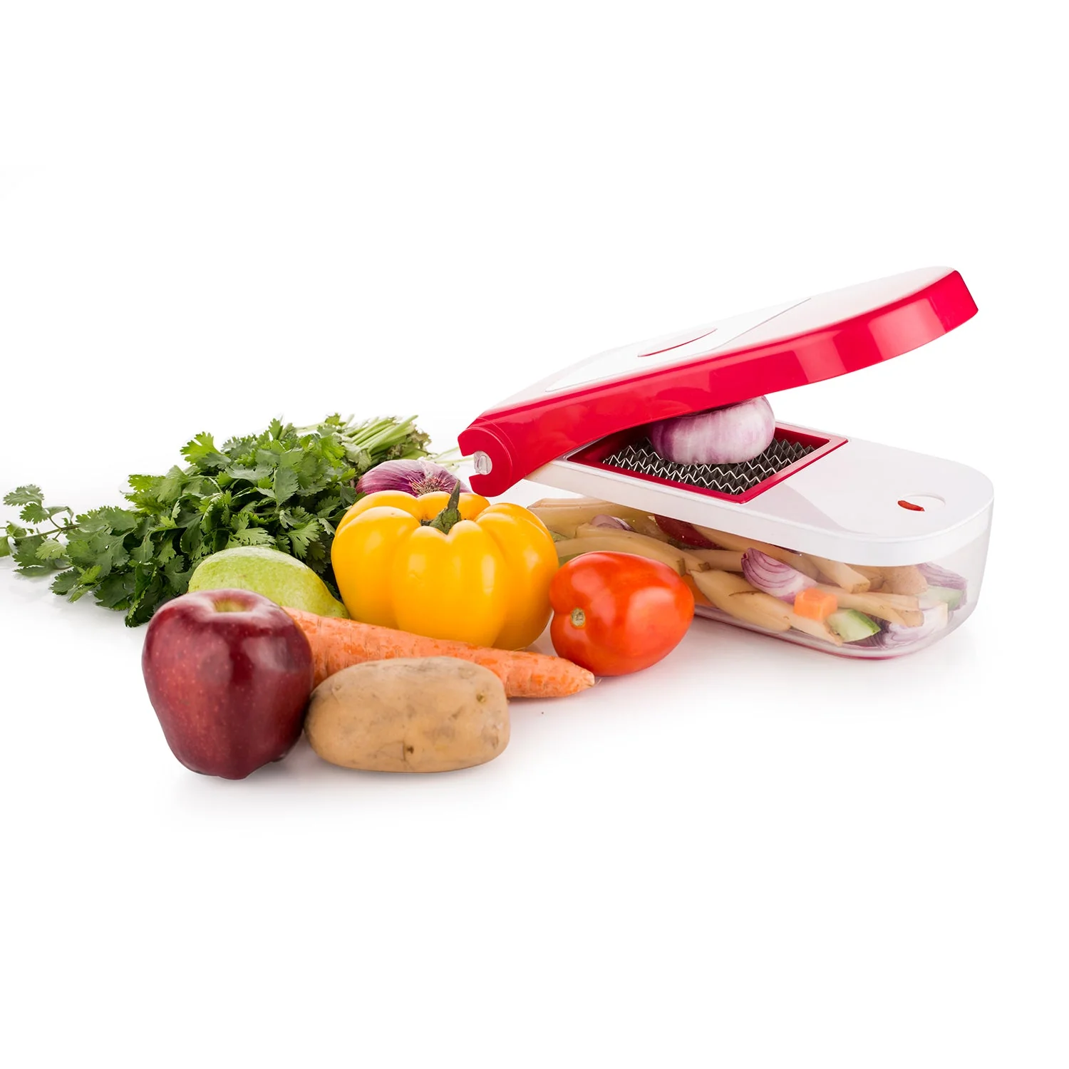 Ganesh Plastic Chopper Vegetable and Fruit Cutter, Red - Image 9