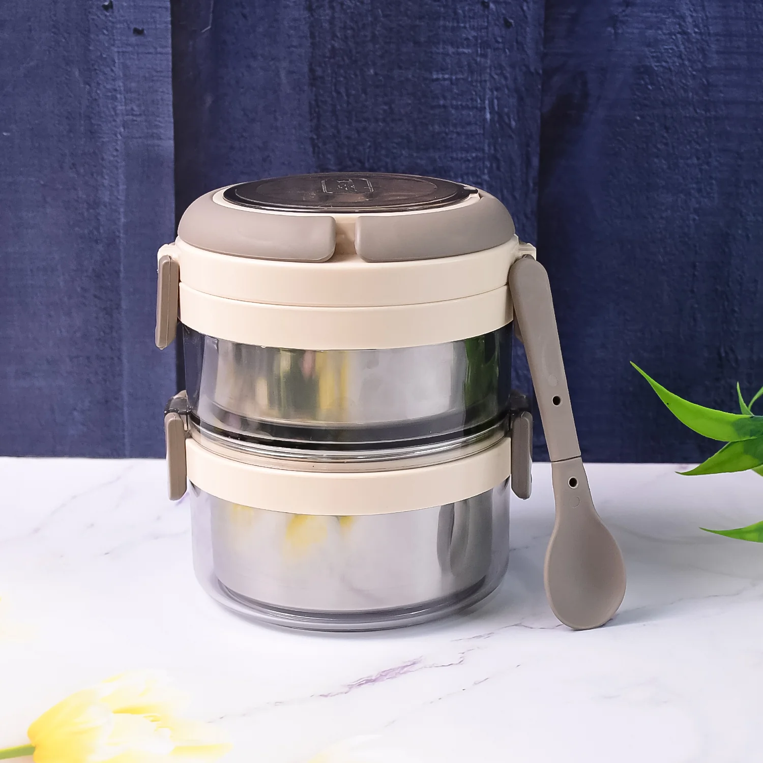 Ganesh Steko-2 Double Layer Stainless Steel Insulated Lunch Box Set - Image 3