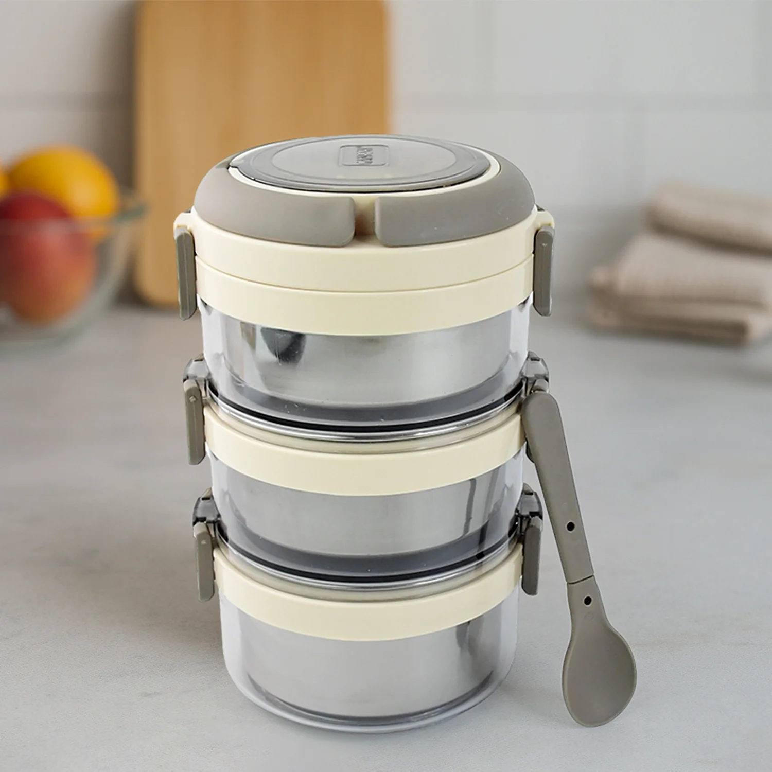Ganesh Steko-3 Triple Layer Stainless Steel Insulated Lunch Box Set - Image 6