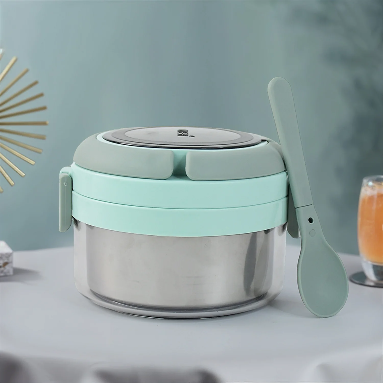 Ganesh Tiara 400ml Stainless Steel Insulated Lunch Box Leakproof Lid & Folding Spoon - Image 3